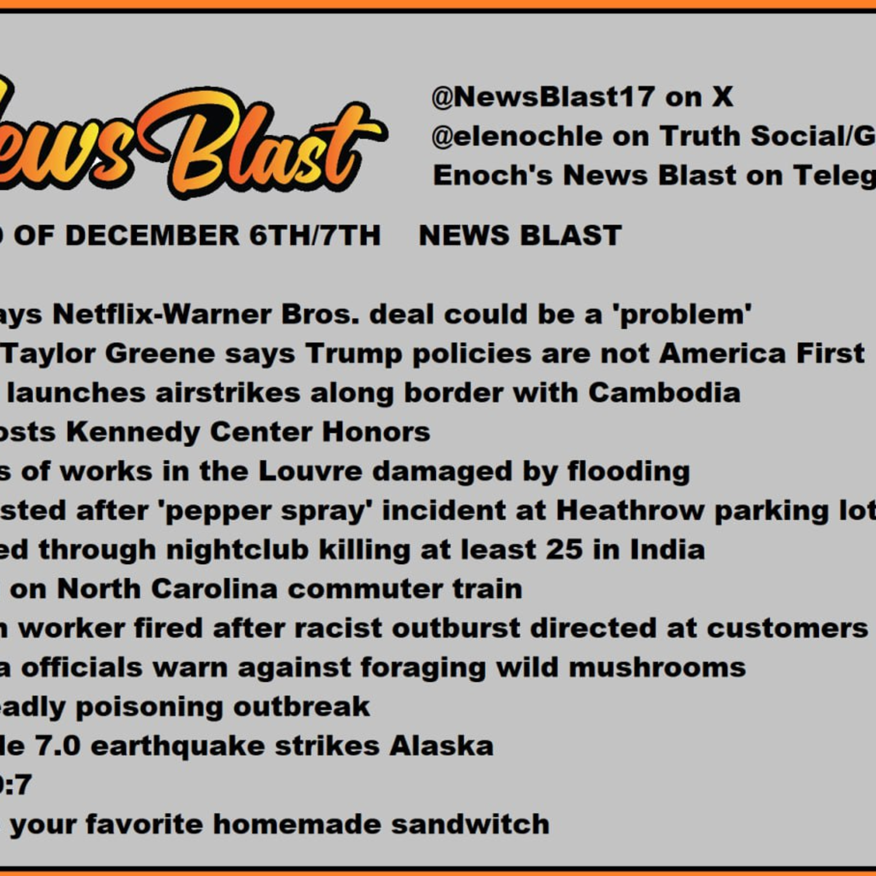 Weekend of December 6-7, 2025 News Blast episode artwork