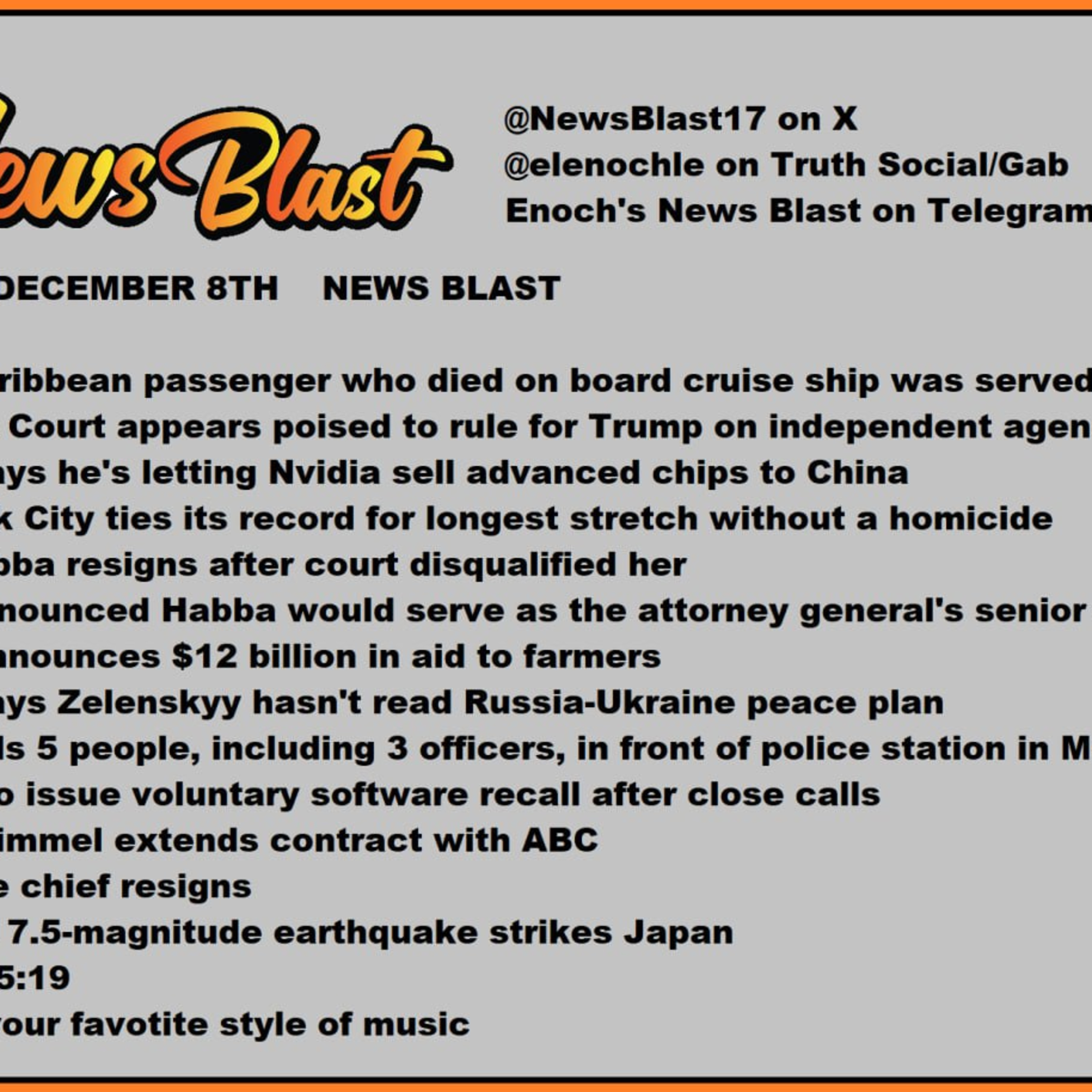 Monday December 8, 2025 News Blast episode artwork