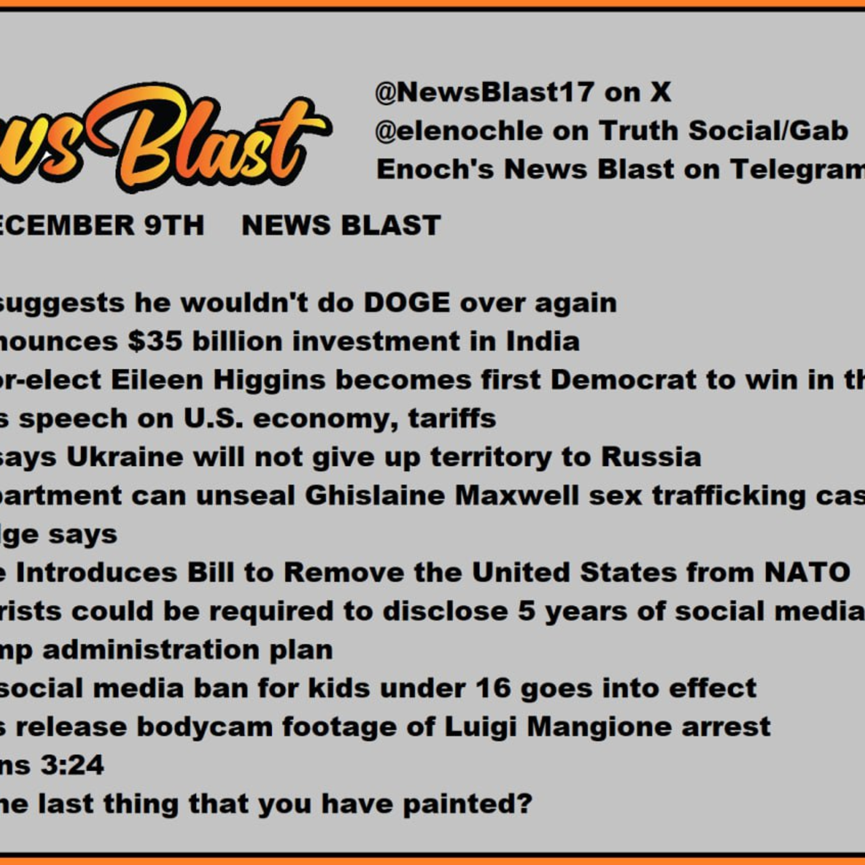 Tuesday, November 9, 2025 News Blast episode artwork