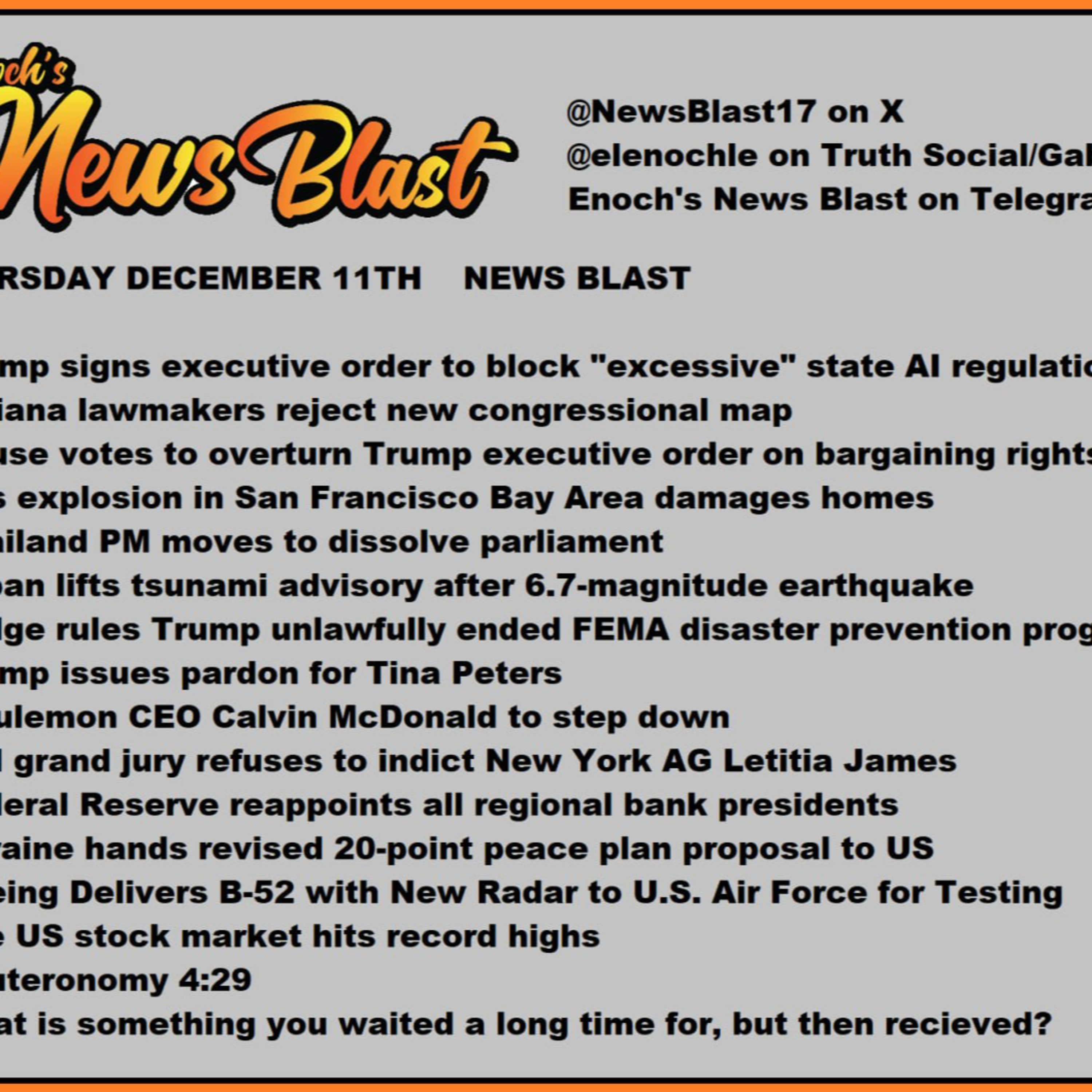 Thursday December 11, 2025 News Blast episode artwork
