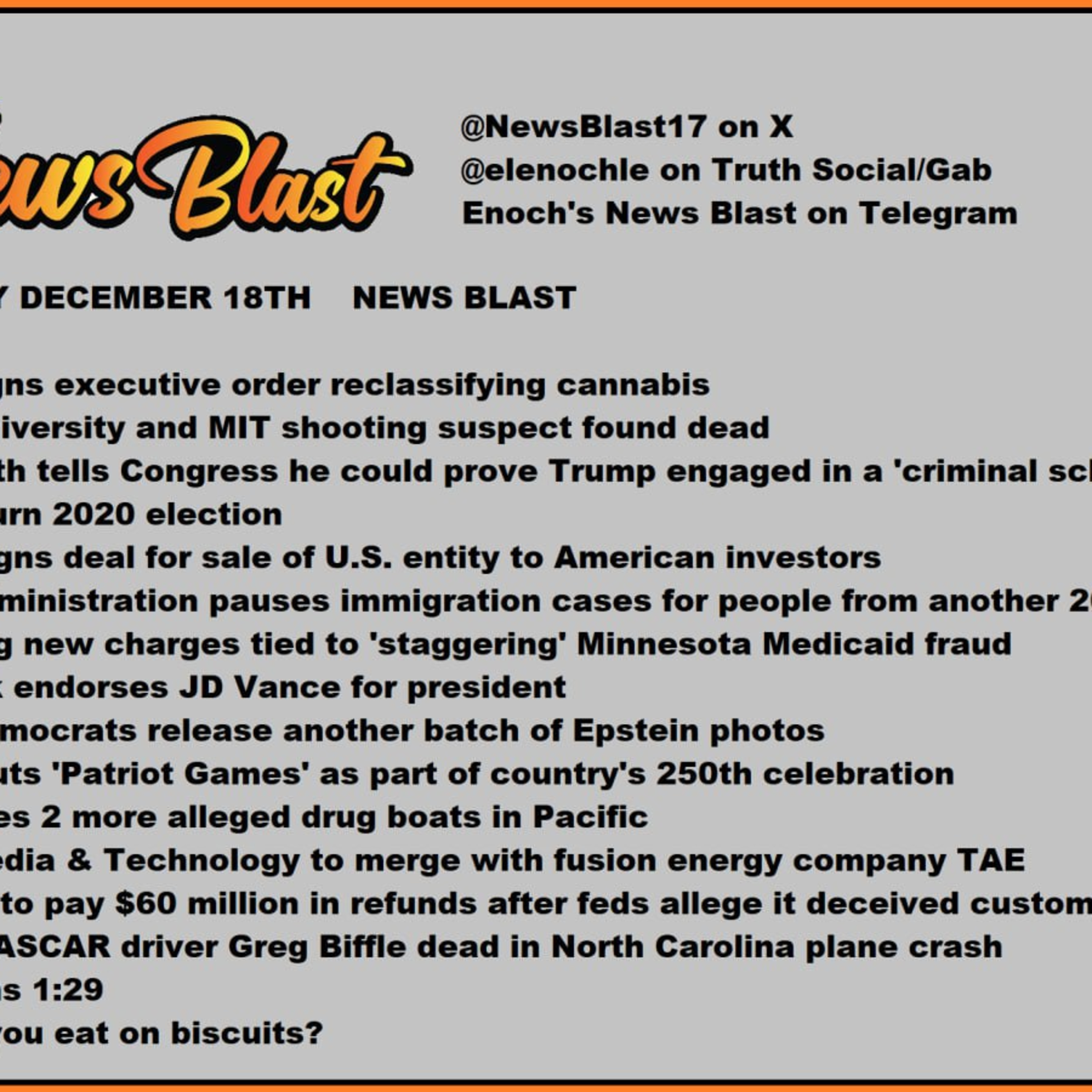 Thursday, December 18, 2025 News Blas episode artwork
