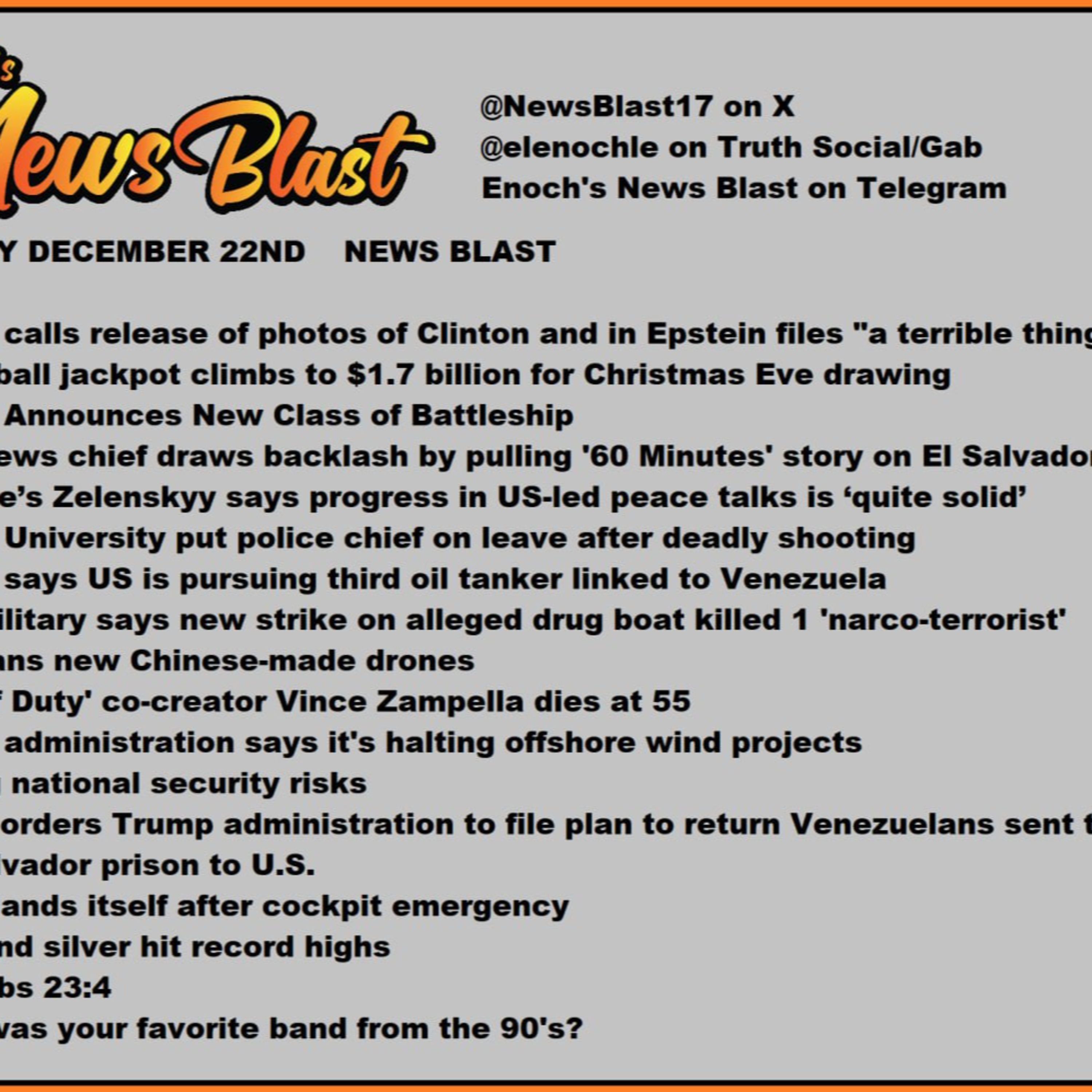 Monday December 22, 2025 News Blast. episode artwork