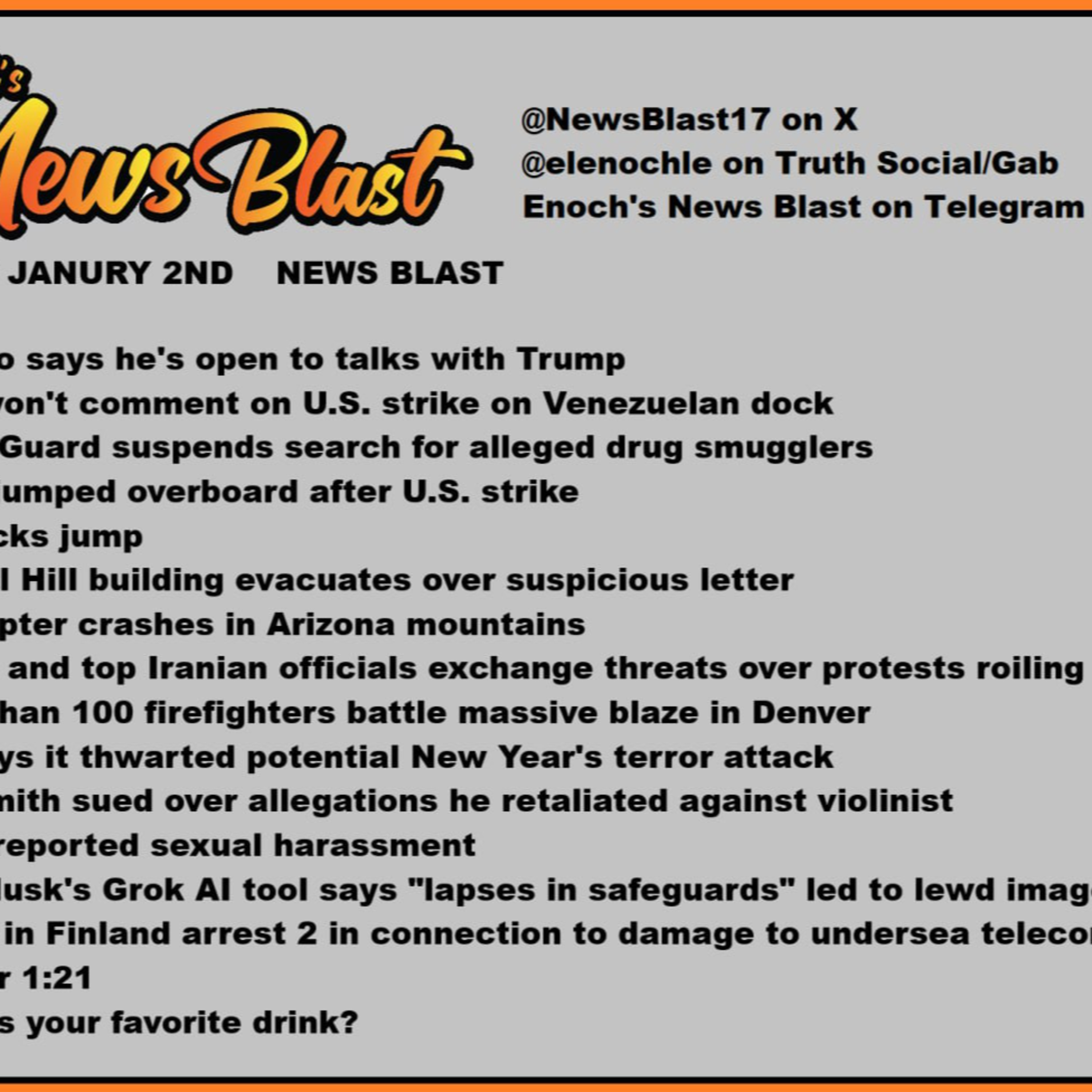 Friday January 2, 2026 News Blast. episode artwork