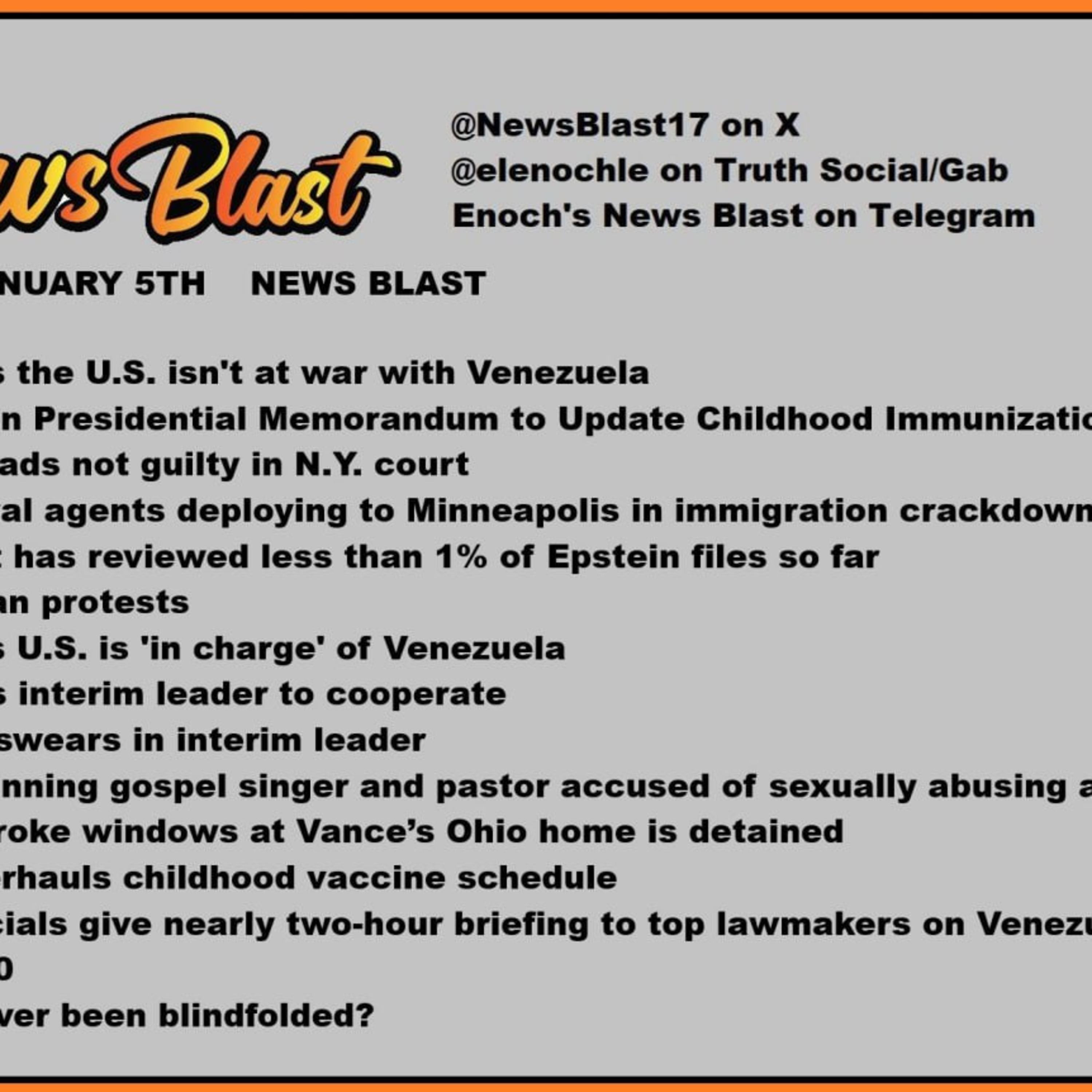 Monday January 5, 2026 News Blast episode artwork