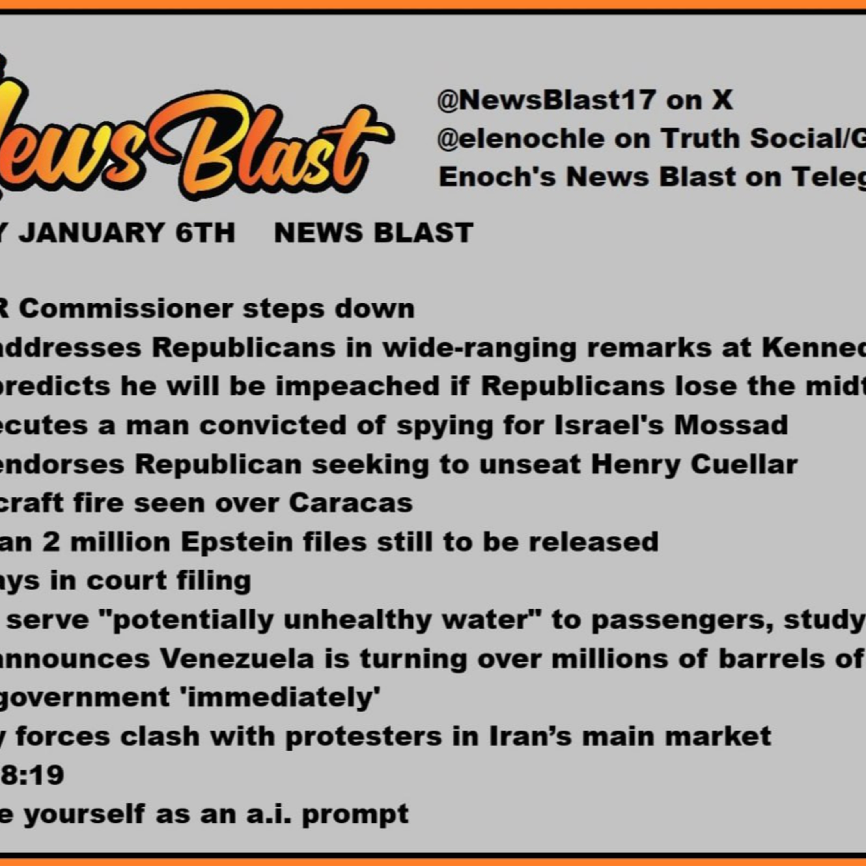 Tuesday January 6, 2026 News Blast. episode artwork