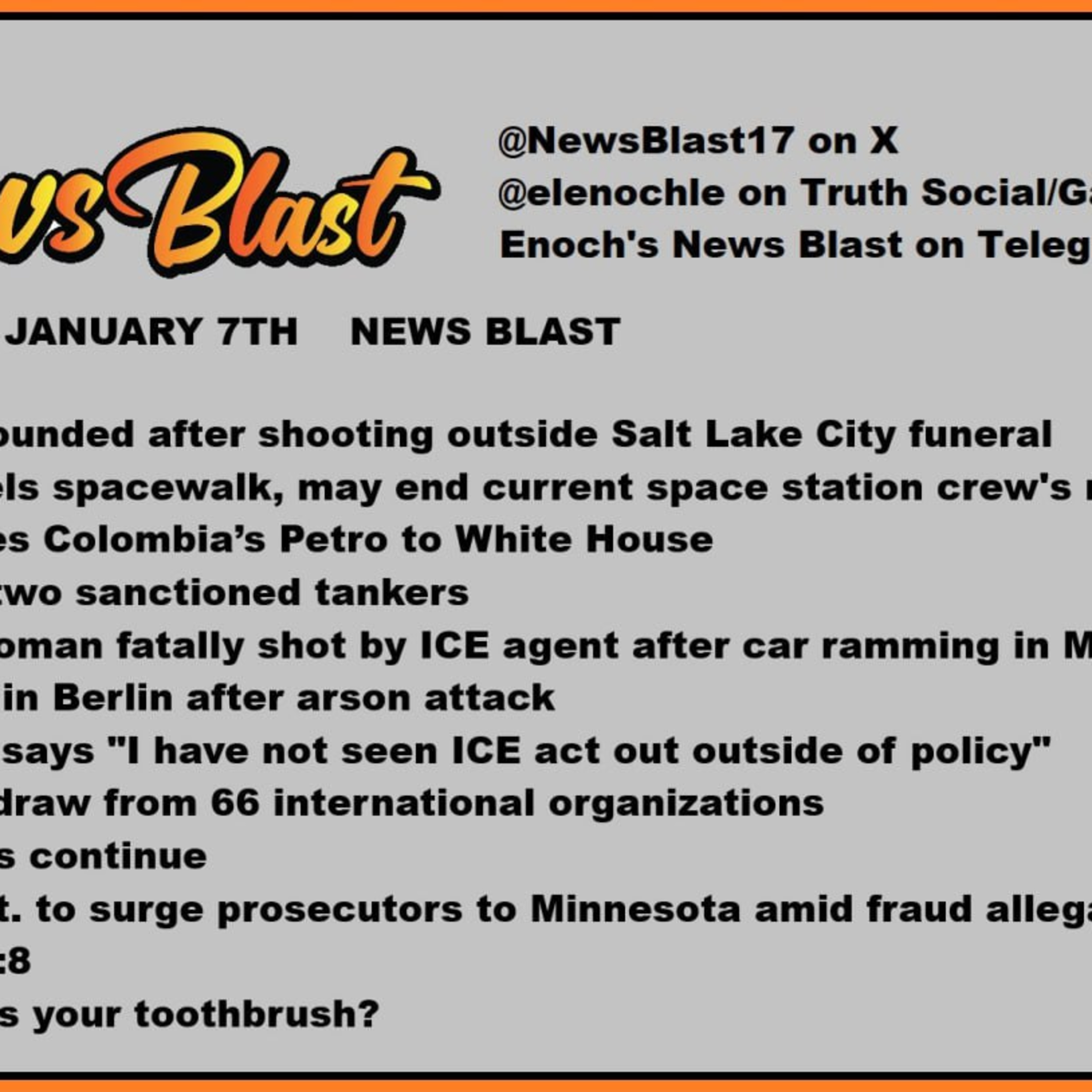 Wednesday January 7, 2026 News Blast. episode artwork