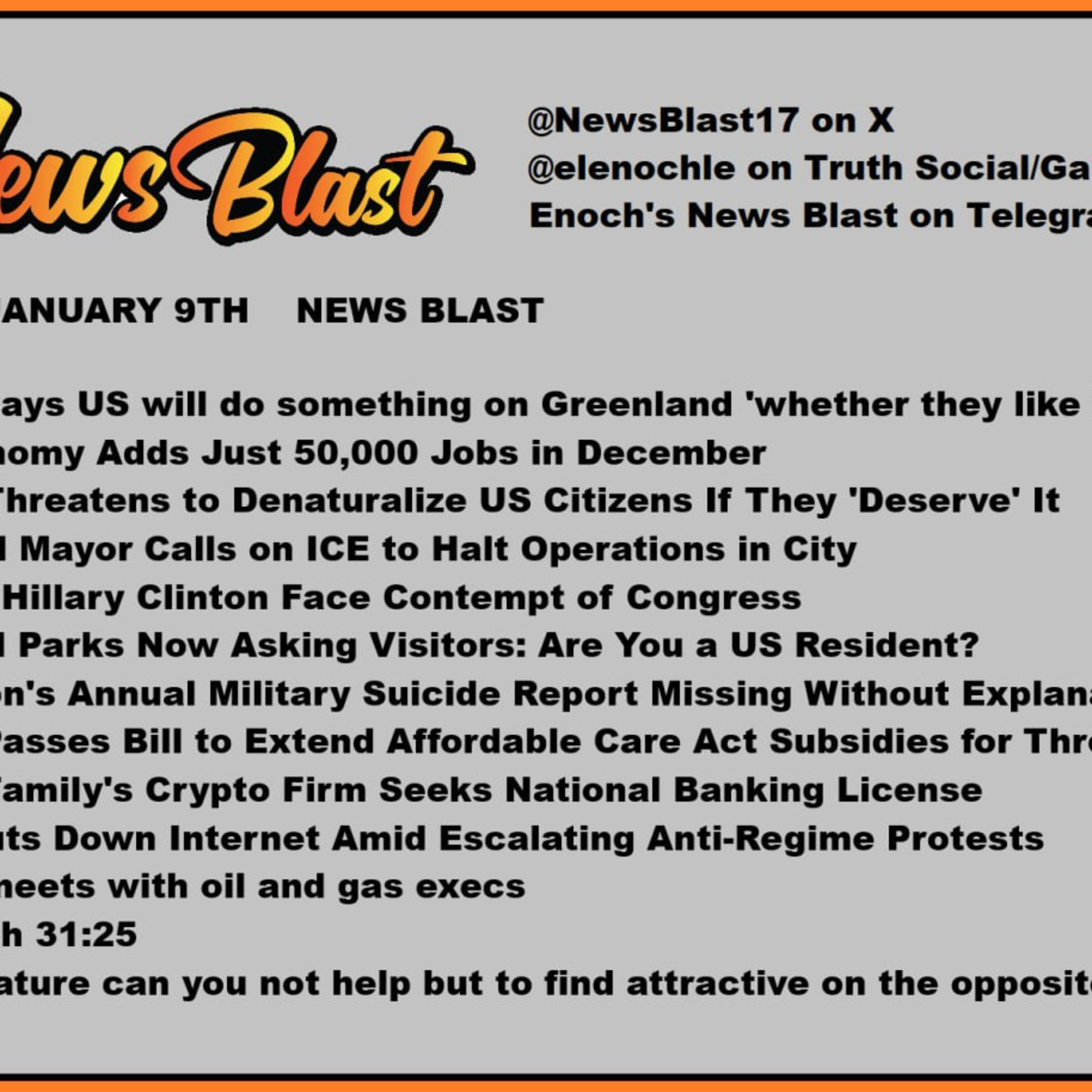 Friday January 9, 2026 News Blast episode artwork