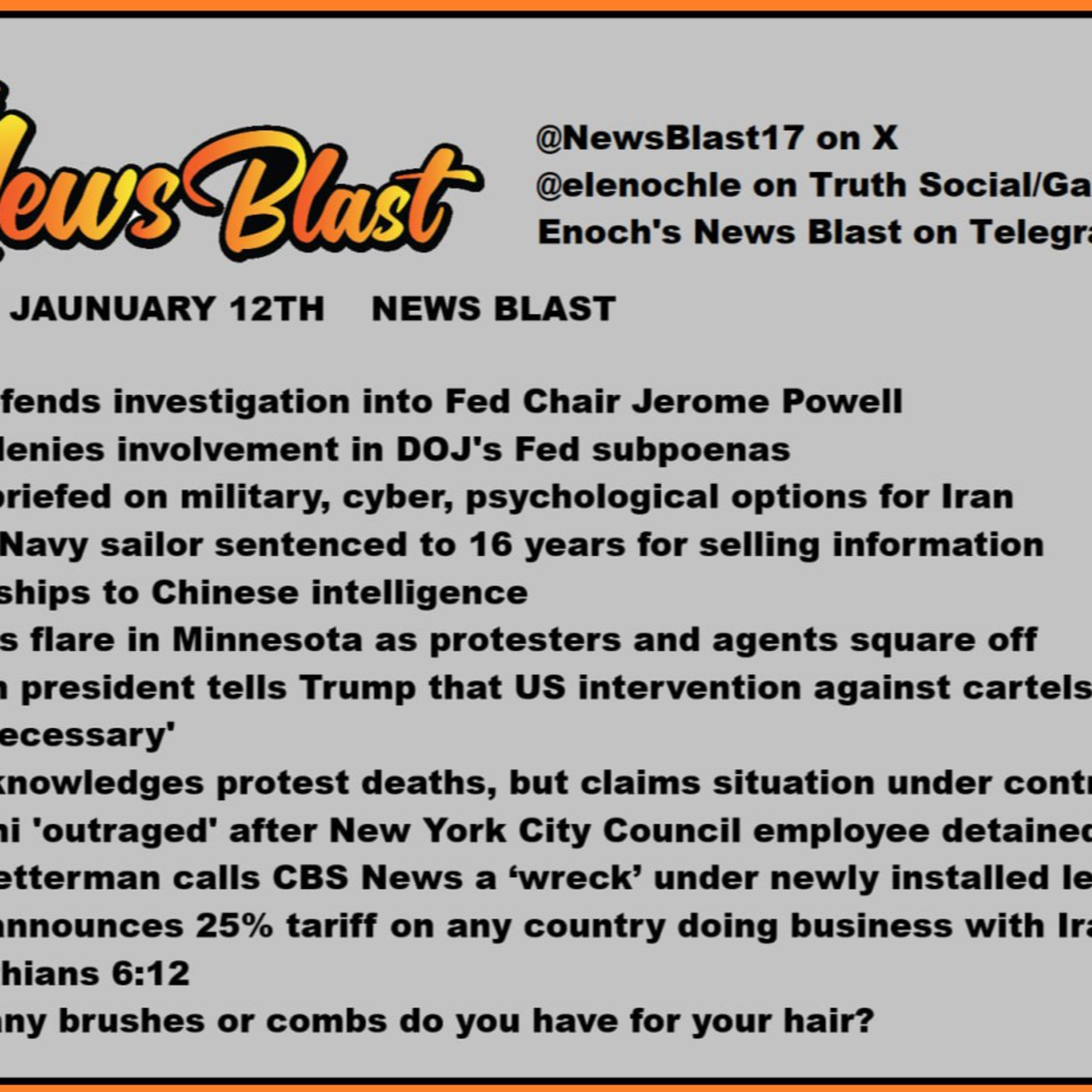 Monday January 12, 2026 News Blast episode artwork