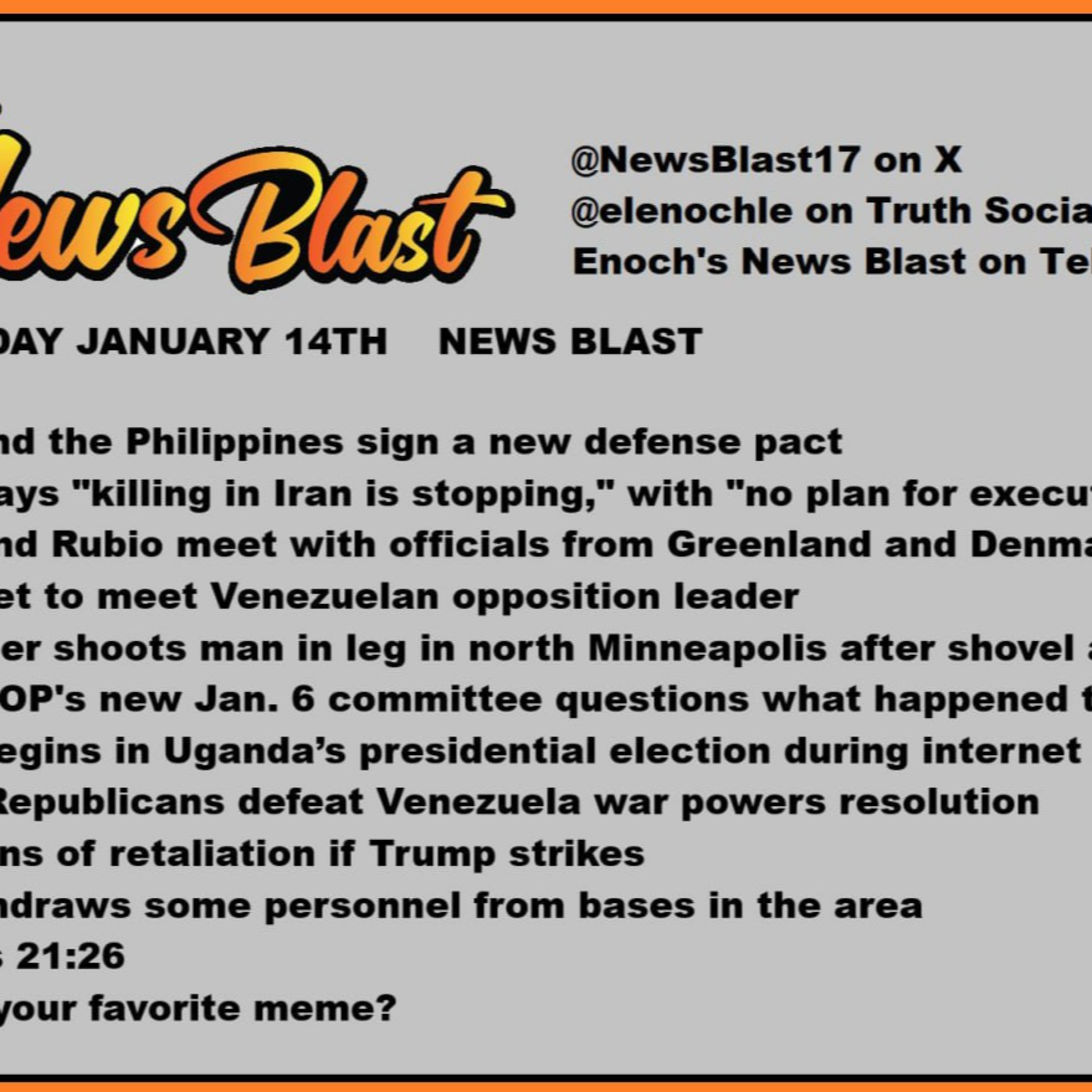Wednesday January 14, 2026 News Blast episode artwork