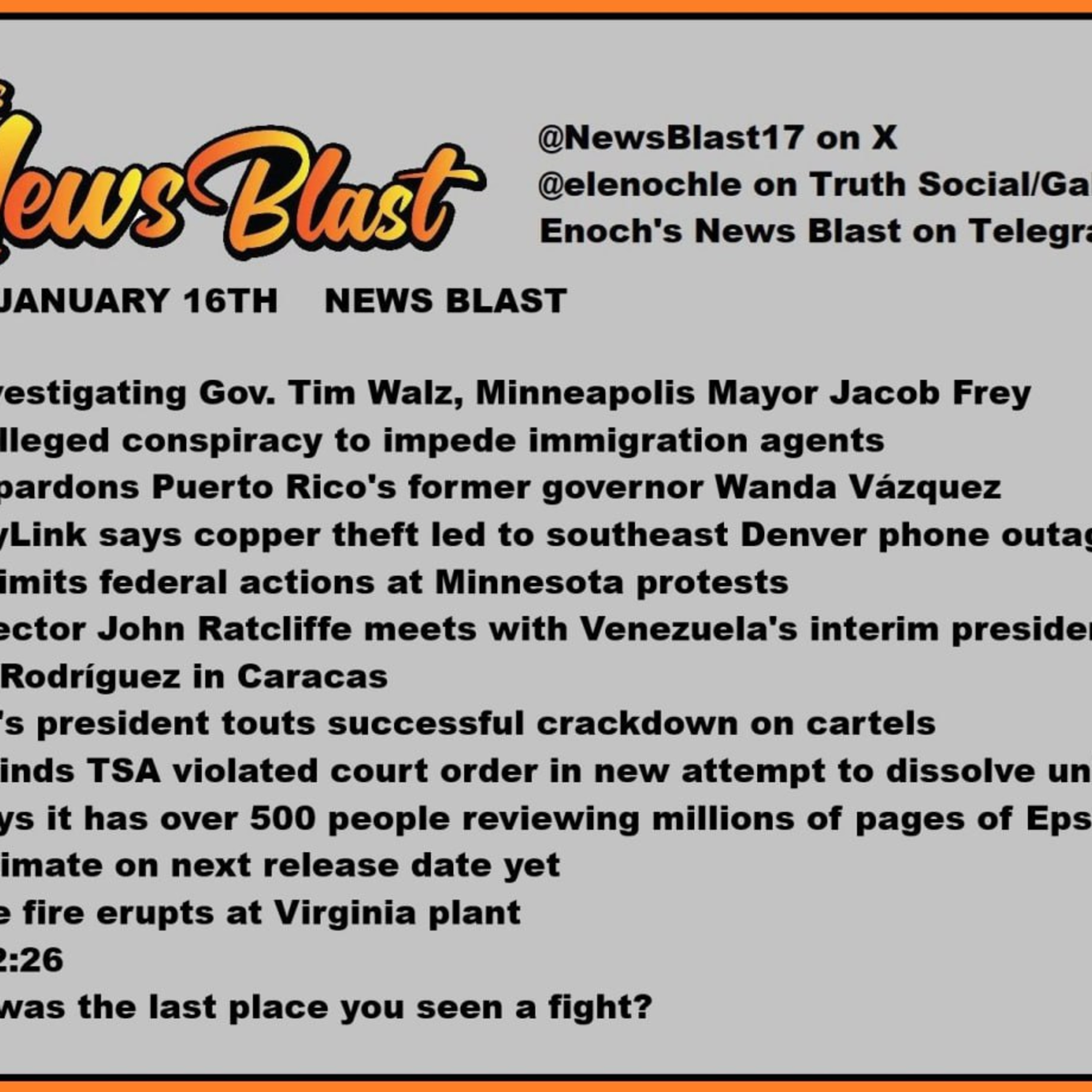 Friday, January 16, 2026 News Blast episode artwork