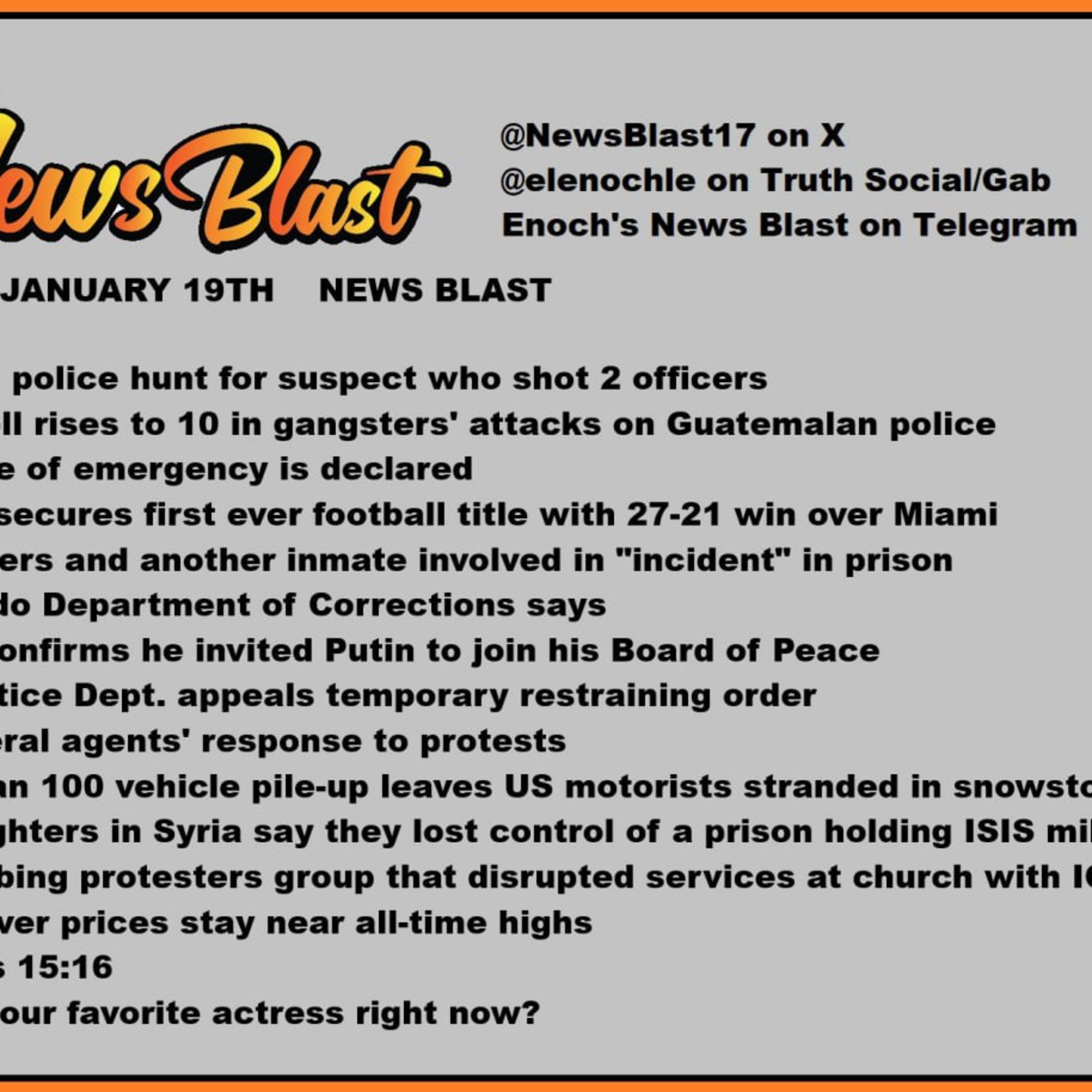Monday January 19, 2026 News Blast episode artwork