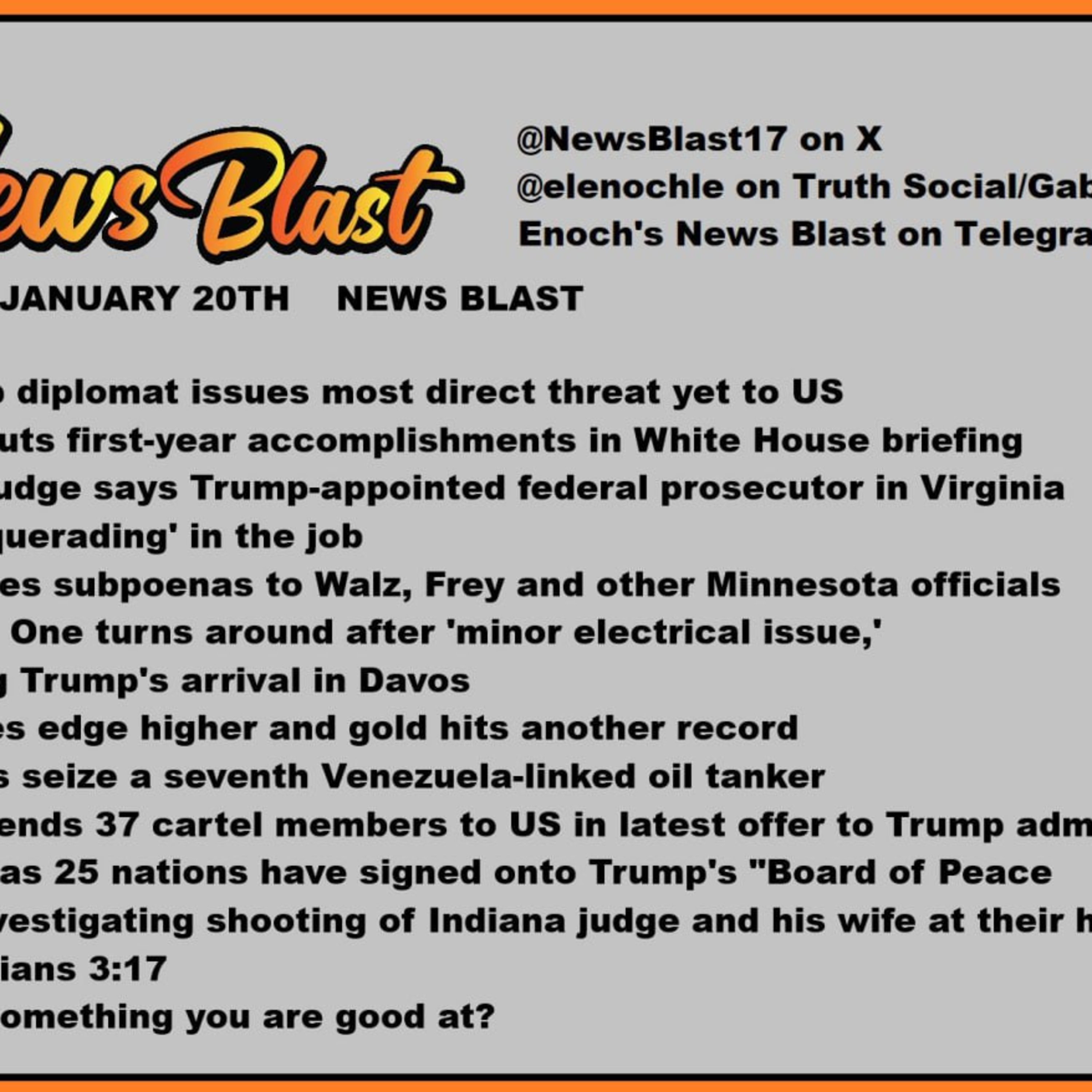 Tuesday January 20, 2026 News Blast episode artwork