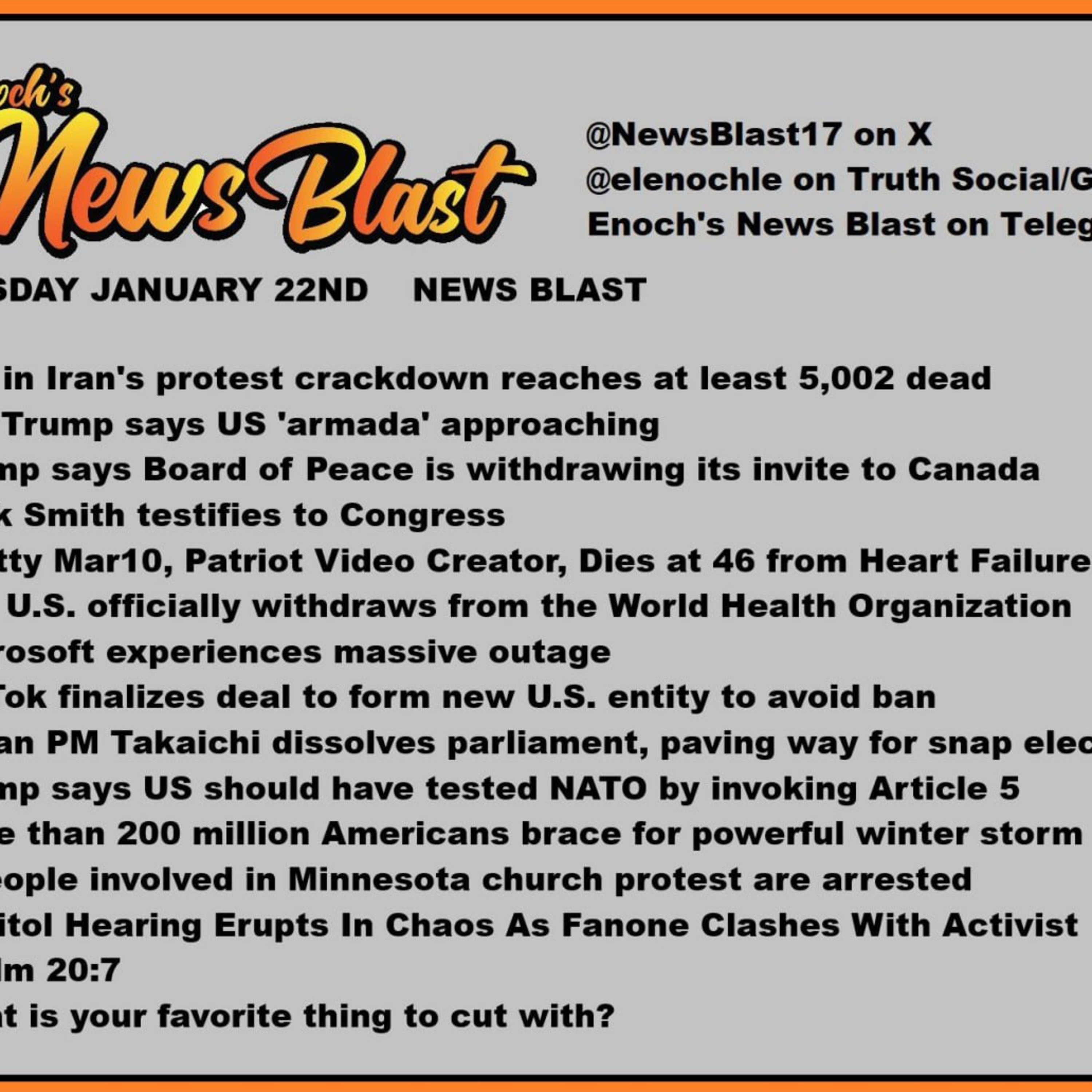 Thursday January 22, 2025 News Blast episode artwork