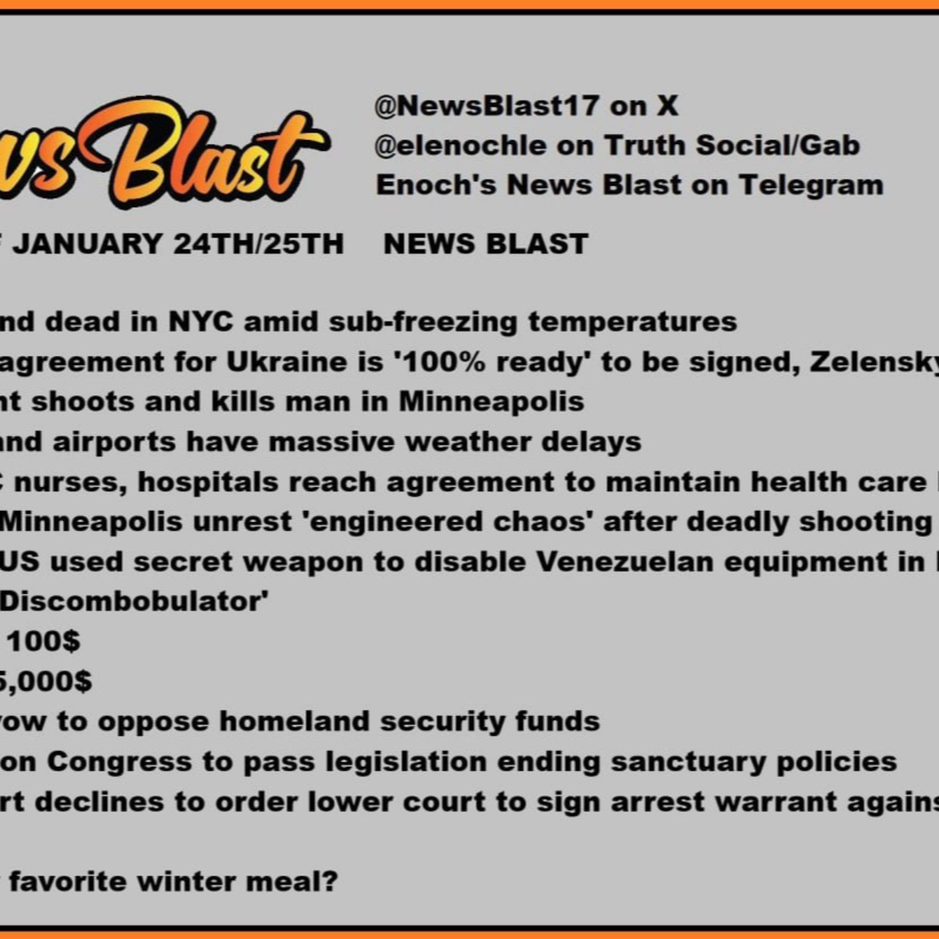 Weekend of January 24-25, 2026 News Blast episode artwork