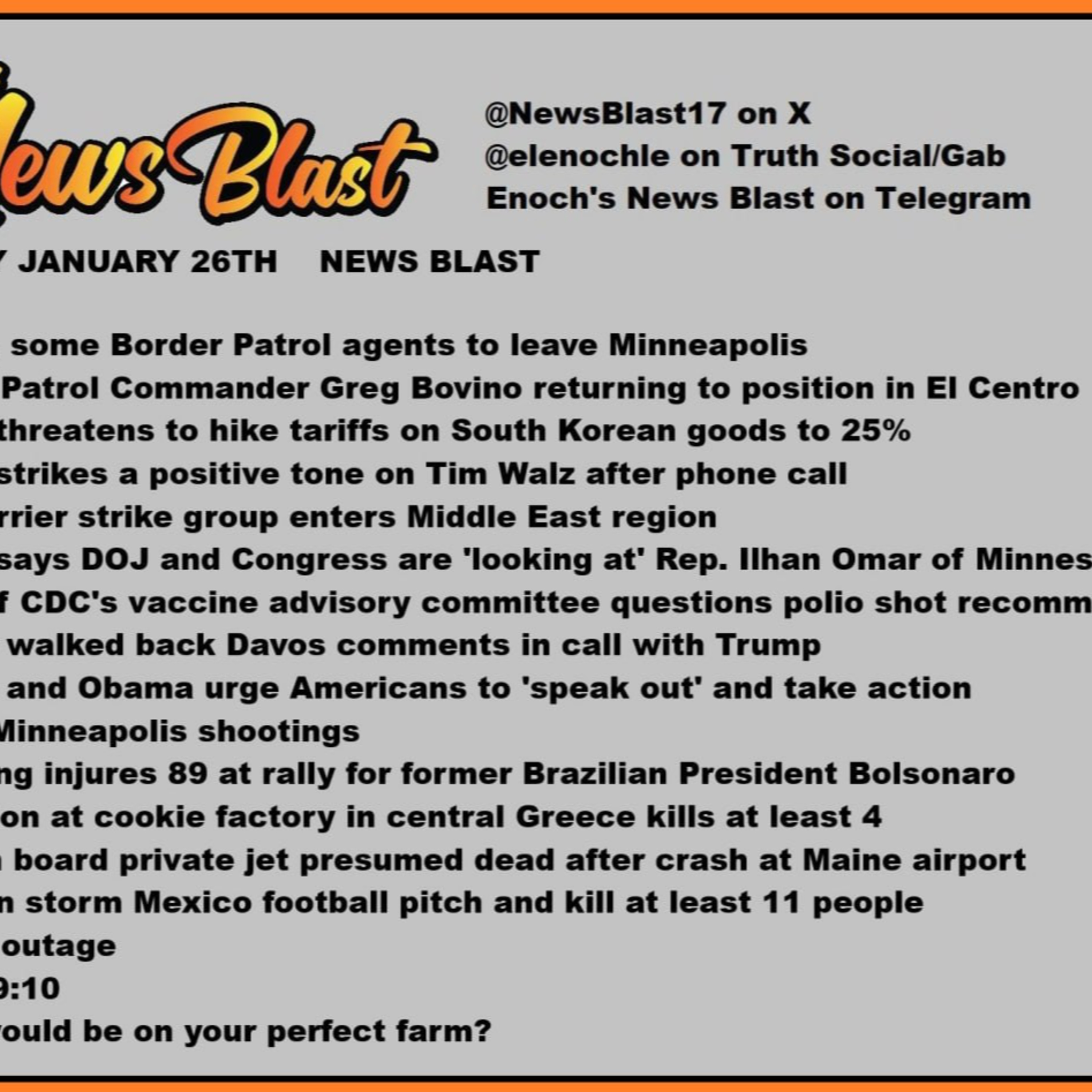 Monday January 26, 2026 News Blast episode artwork