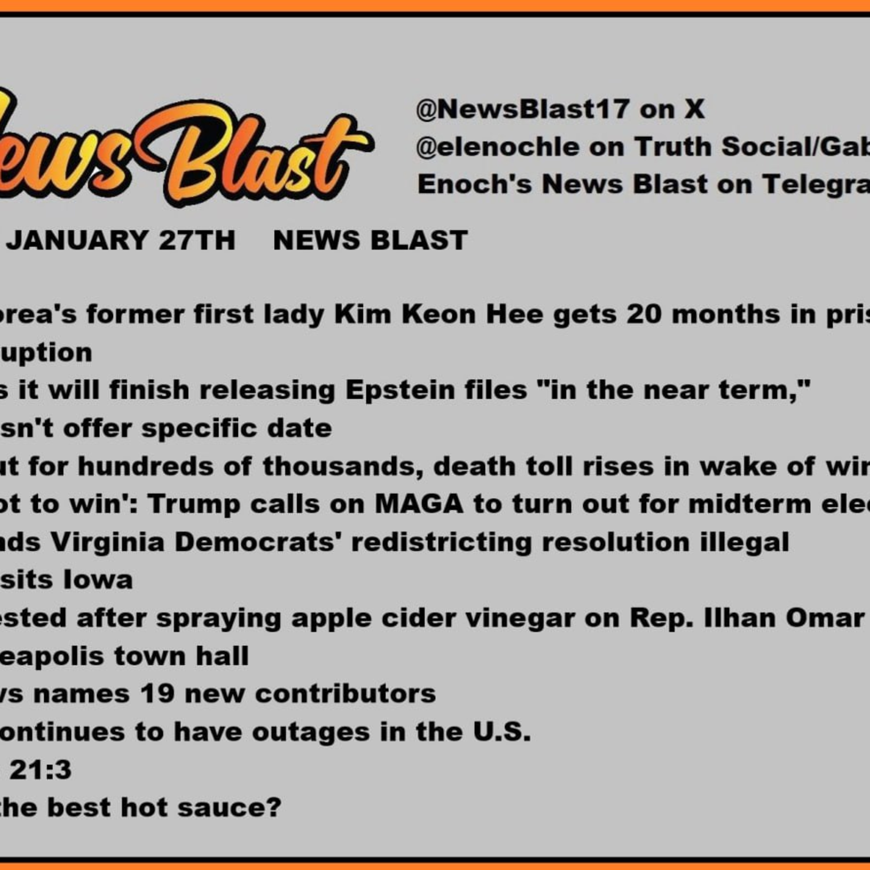 Tuesday January 27, 2026 News Blast episode artwork