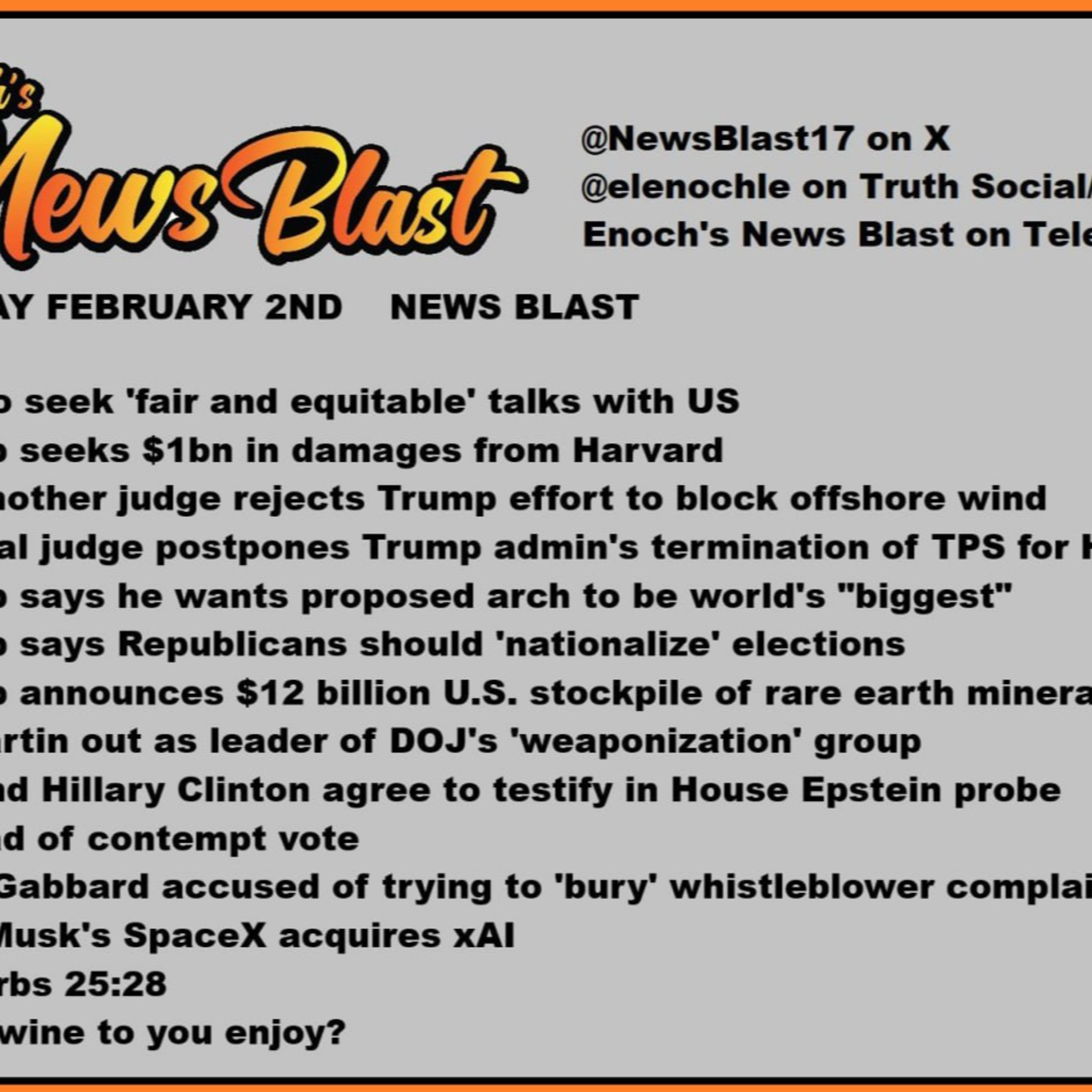 Monday Febuary 2, 2926 News Blast episode artwork