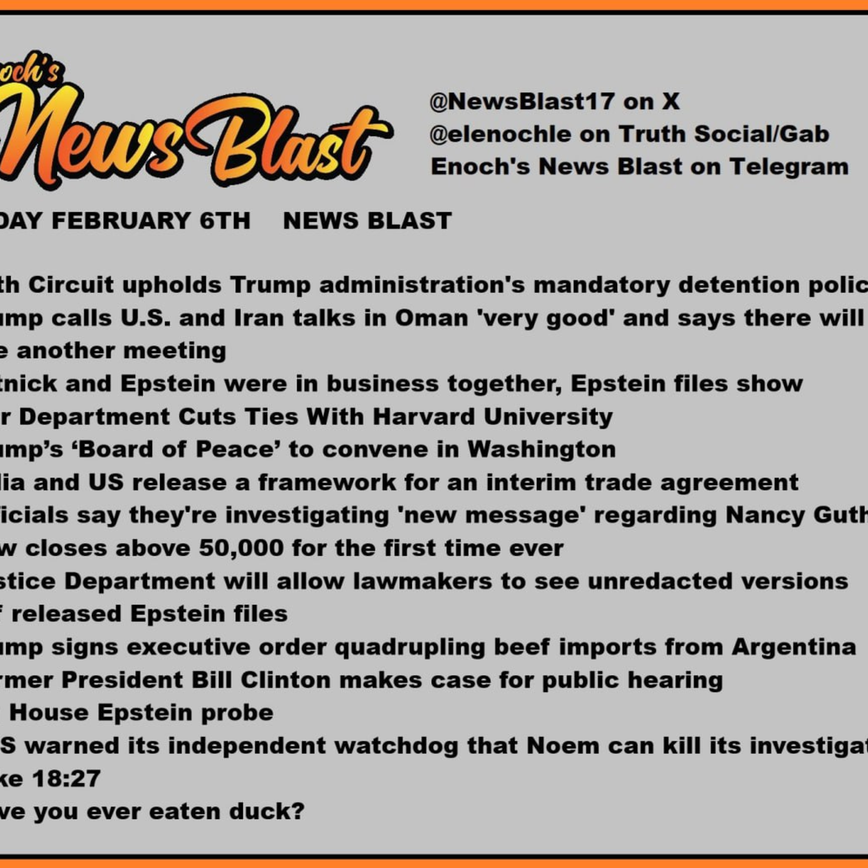 Friday Febuary 6, 2926 News Blast episode artwork