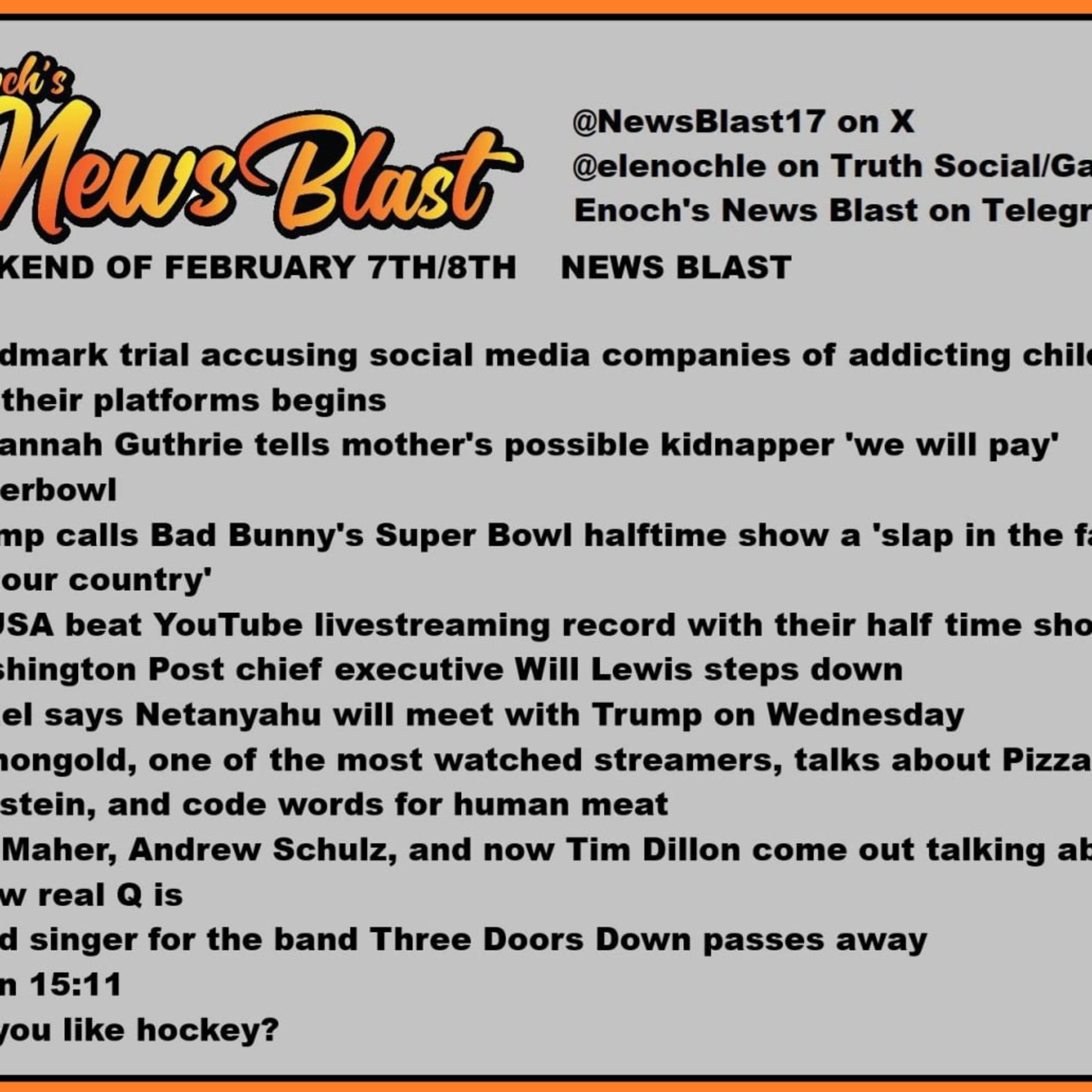 Weekend of February 7-8, 2926 News Blast . episode artwork