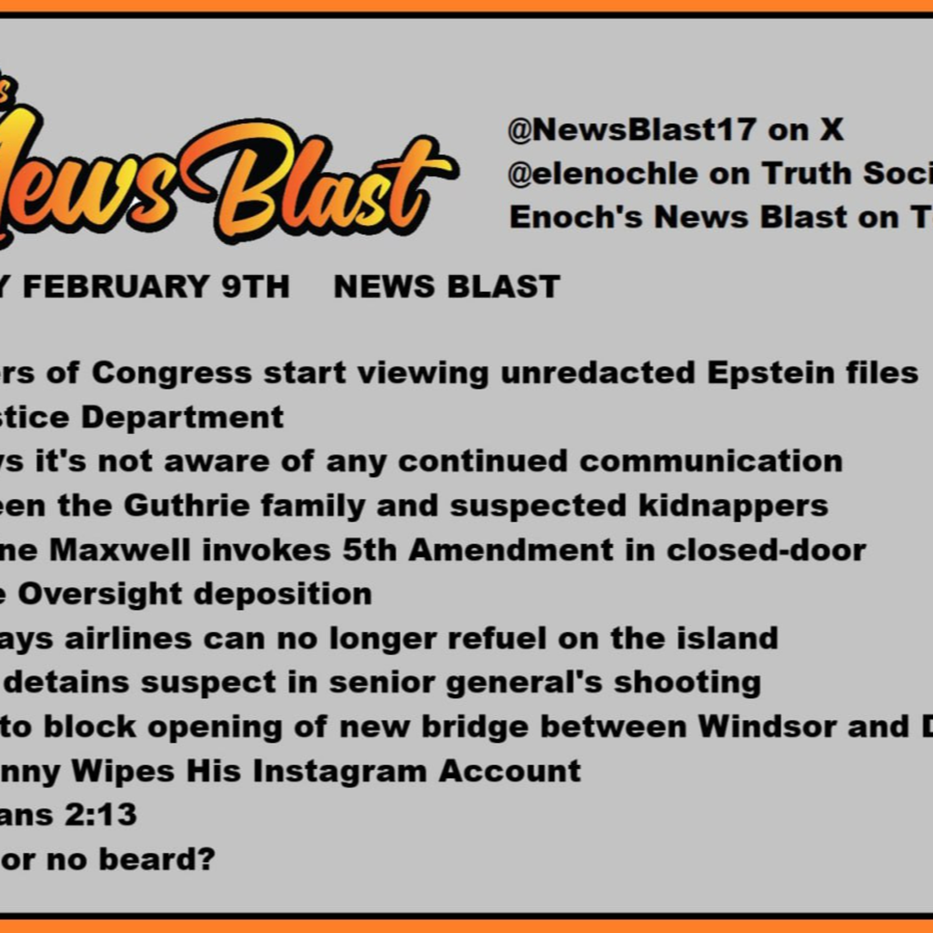 Monday February 9, 2926 News Blast episode artwork