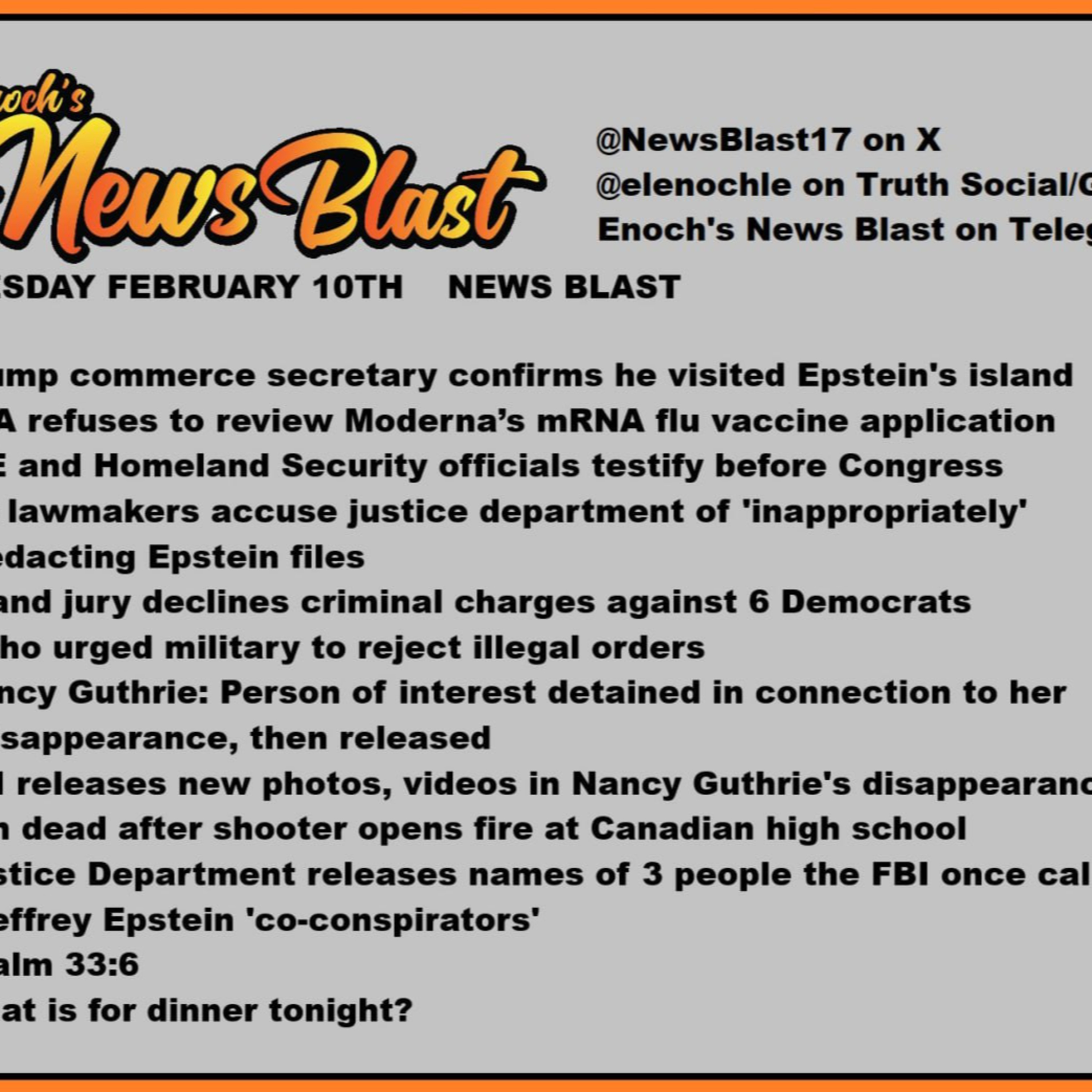 Tusday February 10, 2926 News Blast  episode artwork