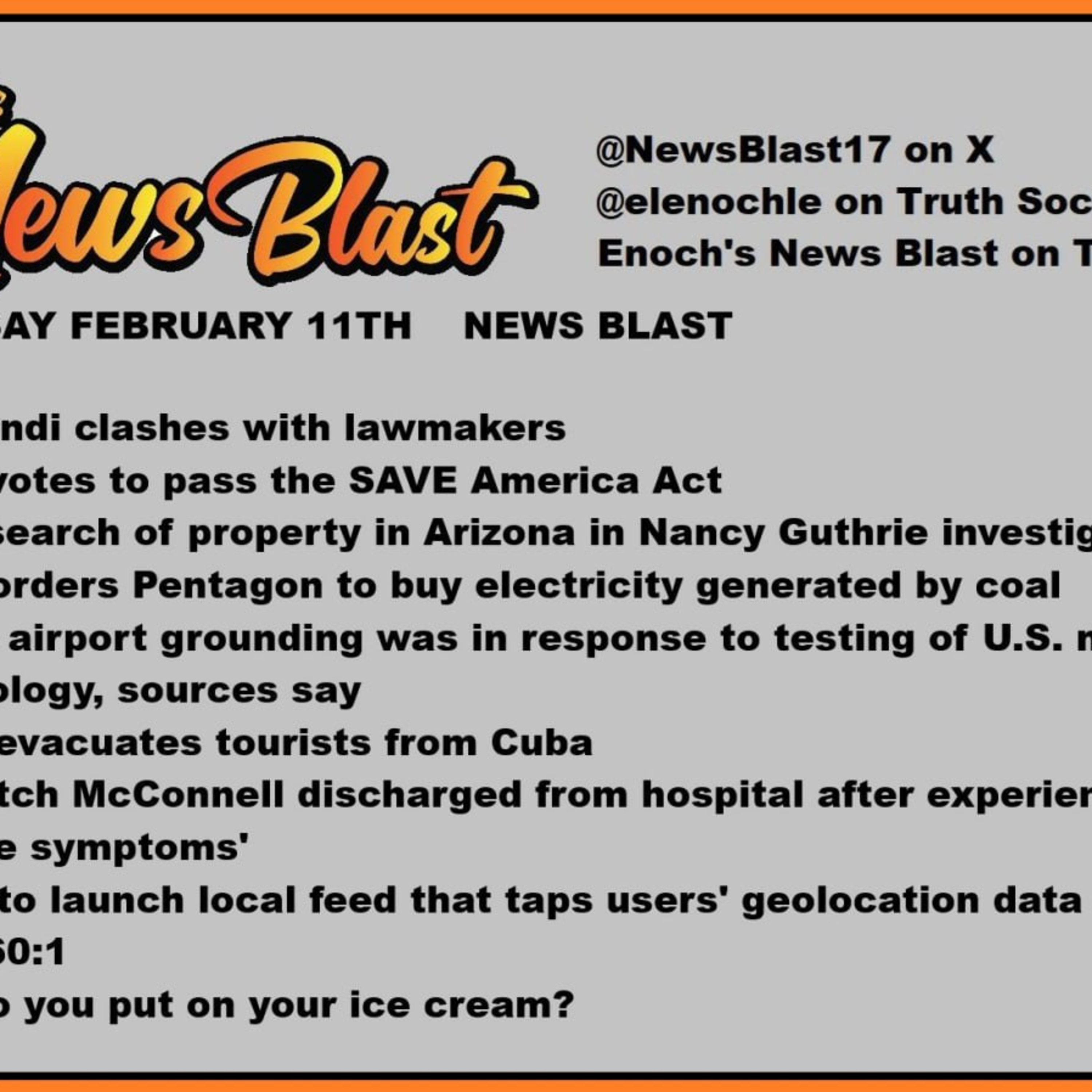 Wednesday February 11, 2926 News Blast  episode artwork