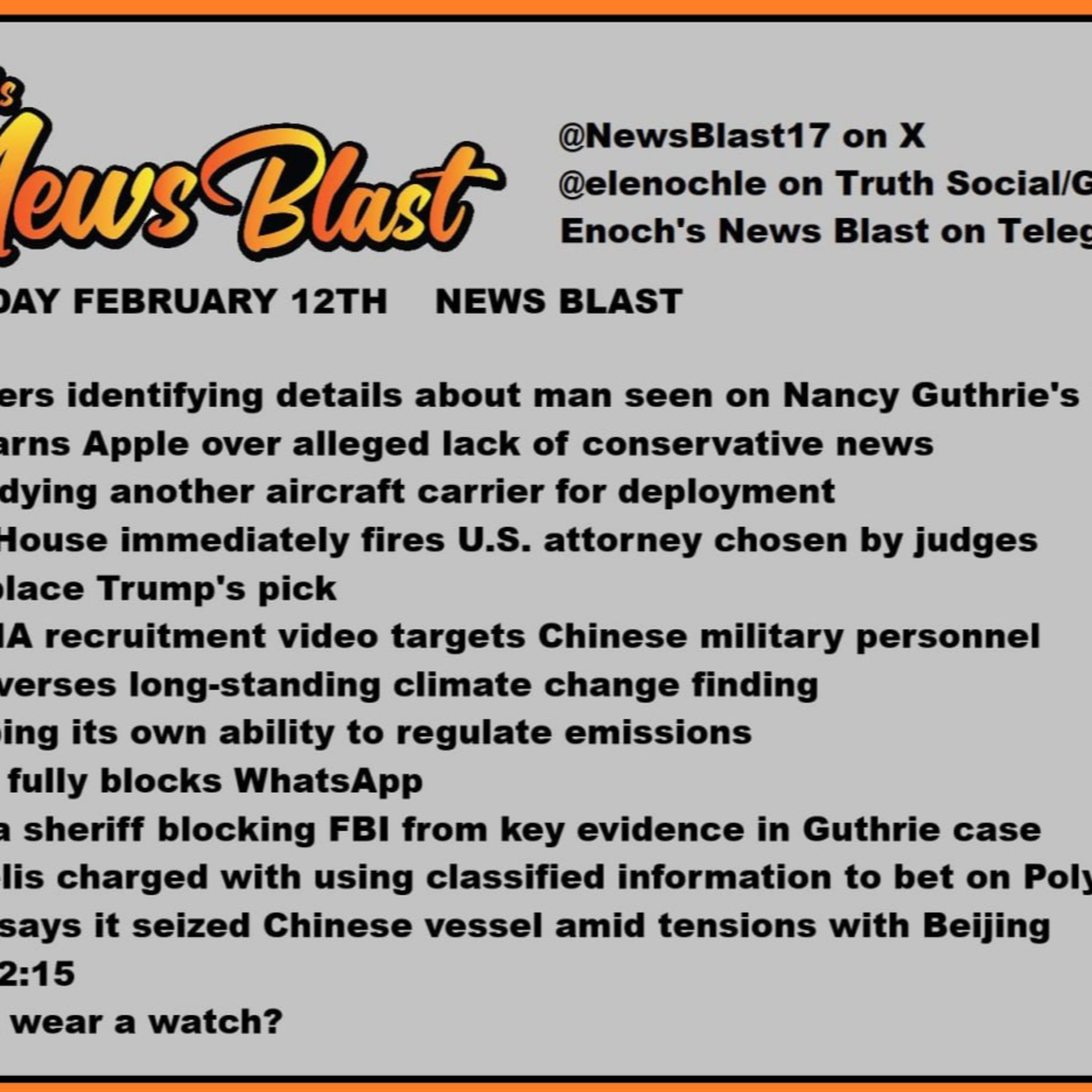 Thursday February 12, 2926 News Blast  episode artwork