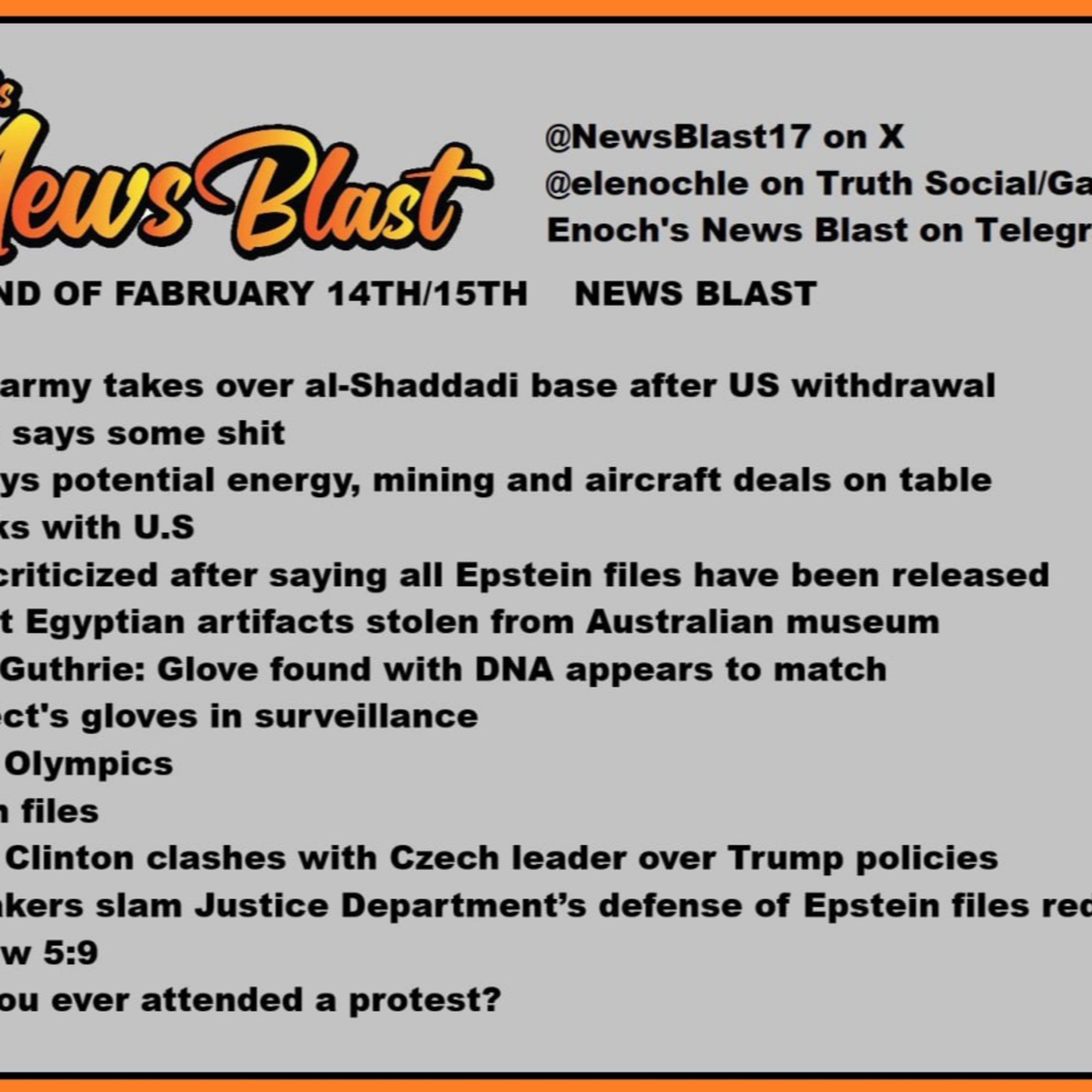 Weekend of February 14-15, 2026 News Blast episode artwork