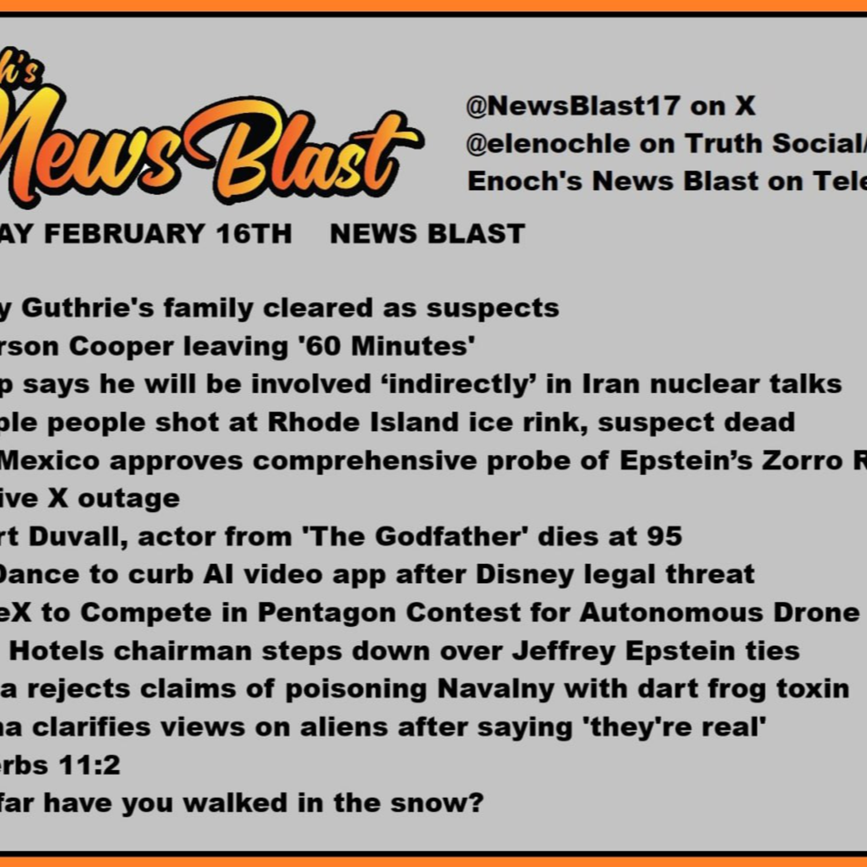 Monday February 16, 2926 News Blast  episode artwork