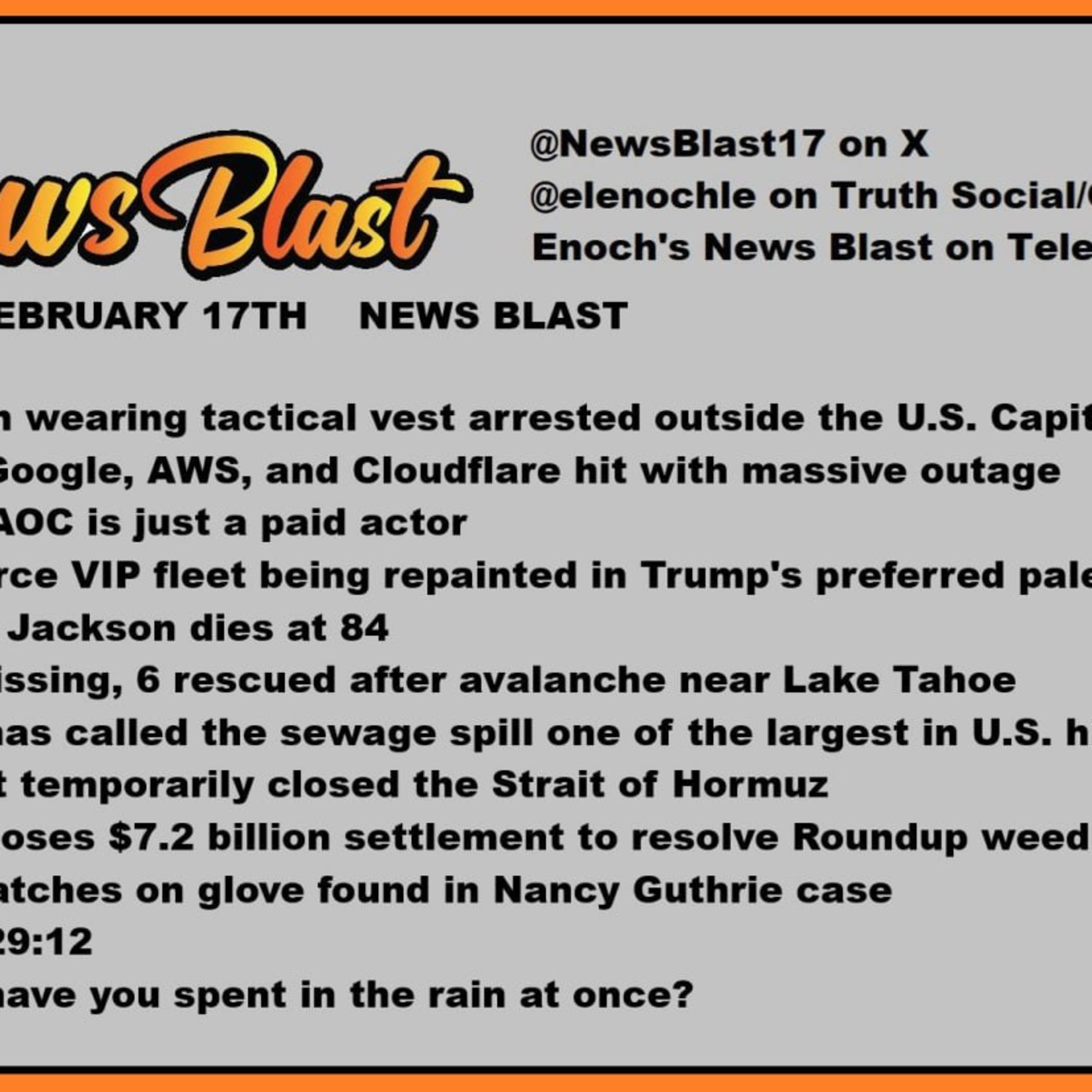 Tuesday February 17, 2926 News Blast episode artwork