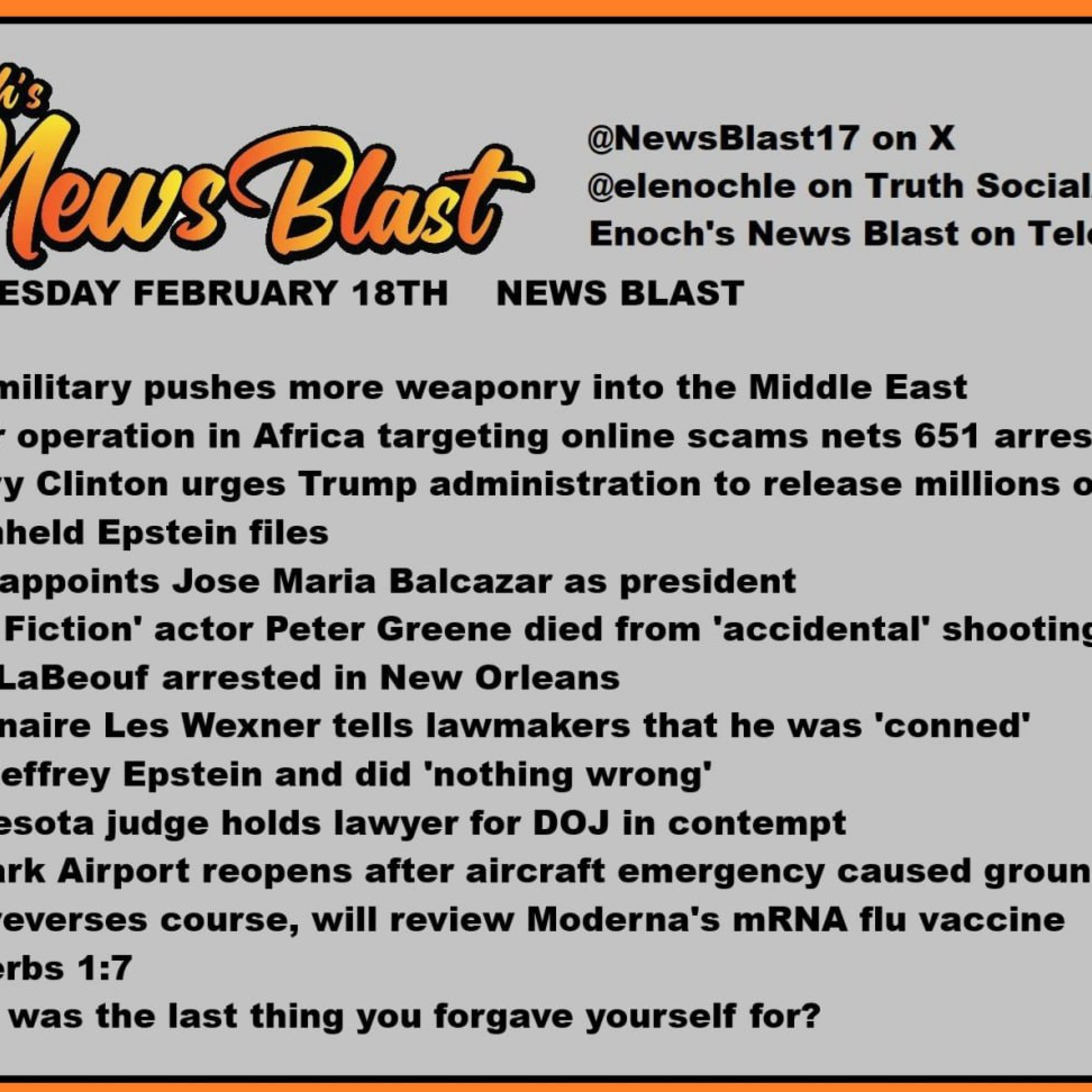 Wednesday February 18, 2926 News Blast episode artwork