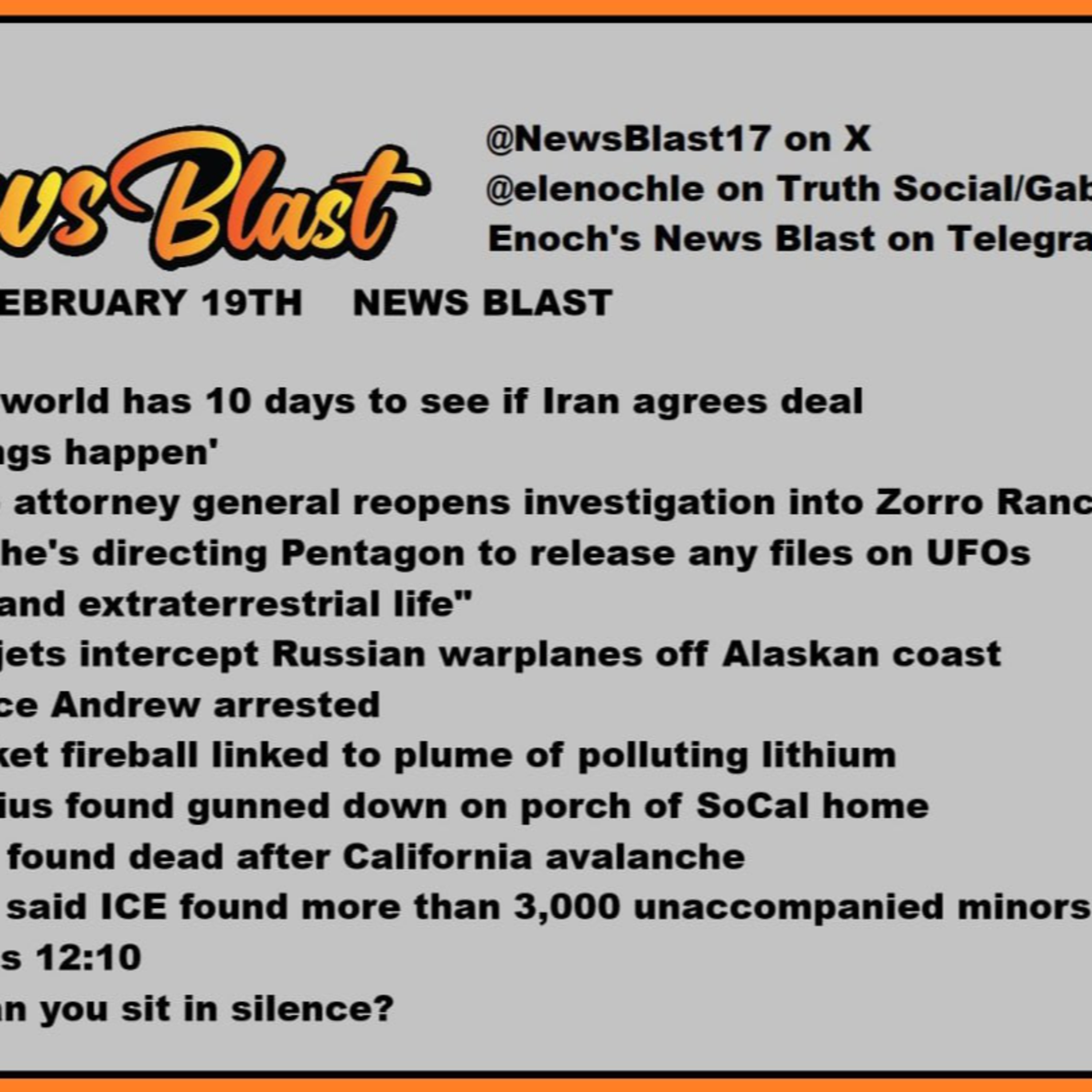 Thursday February 19, 2926 News Blast  episode artwork