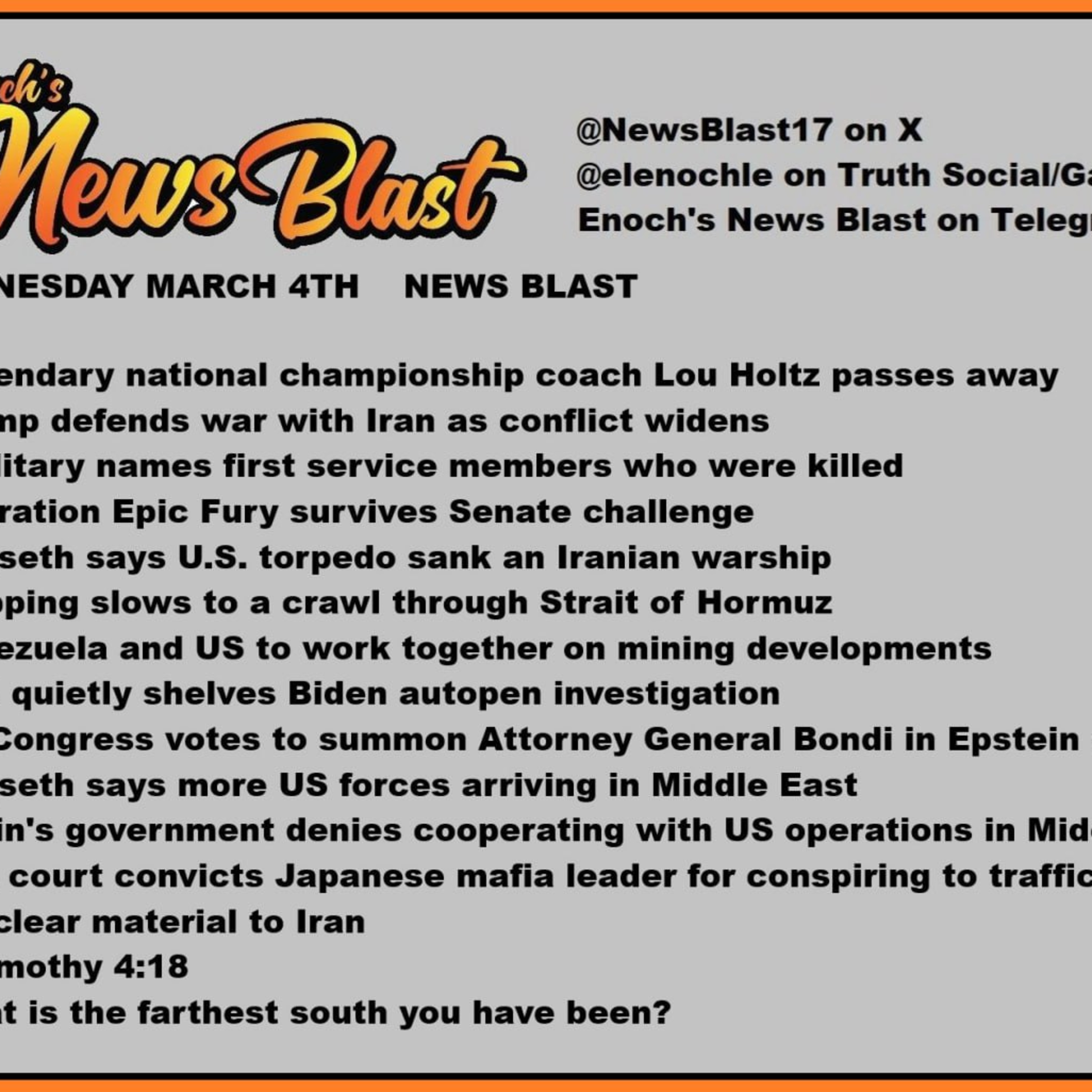 Wednesday March 4, 2026 News Blast. episode artwork