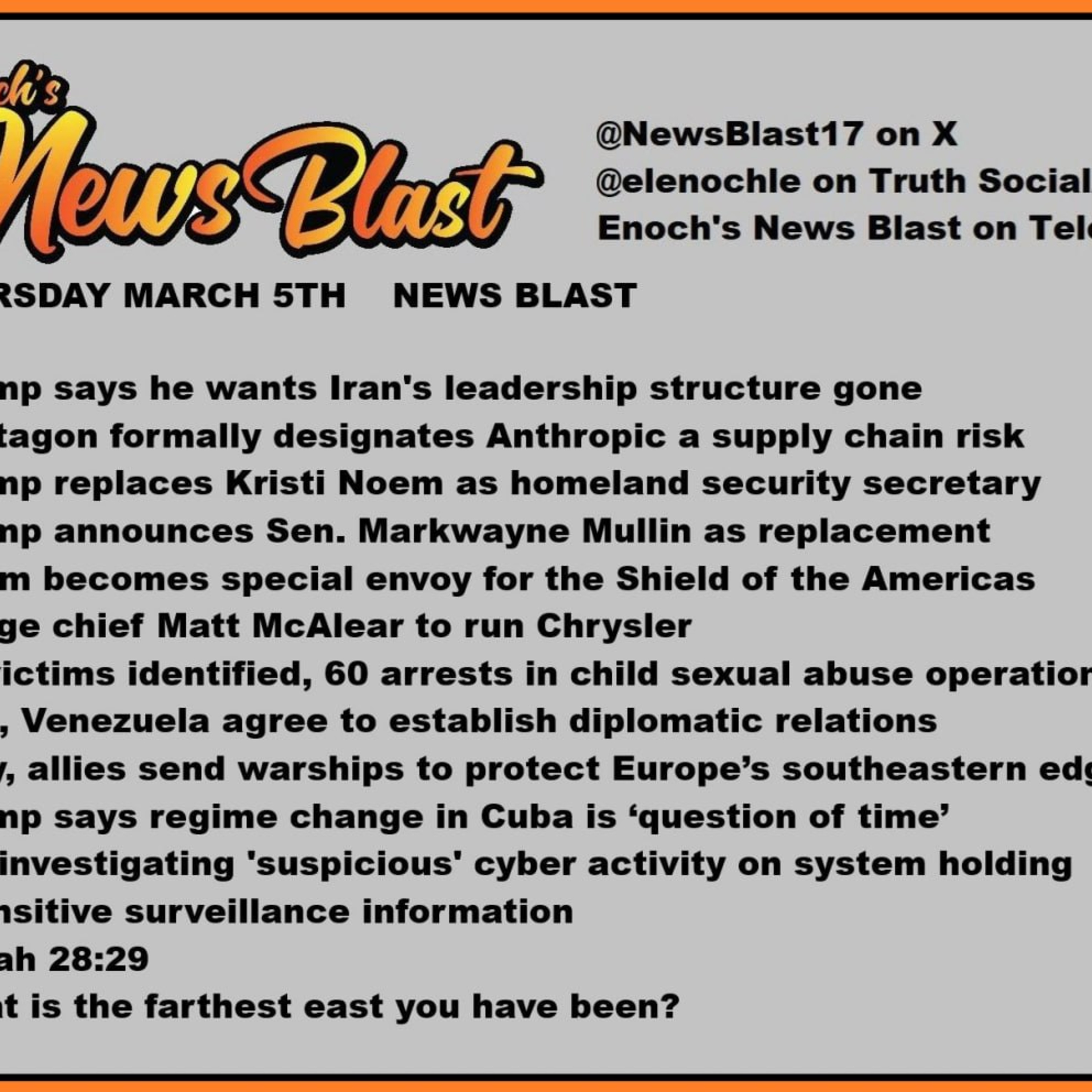 Thursday, March 5, 2026 News Blast episode artwork