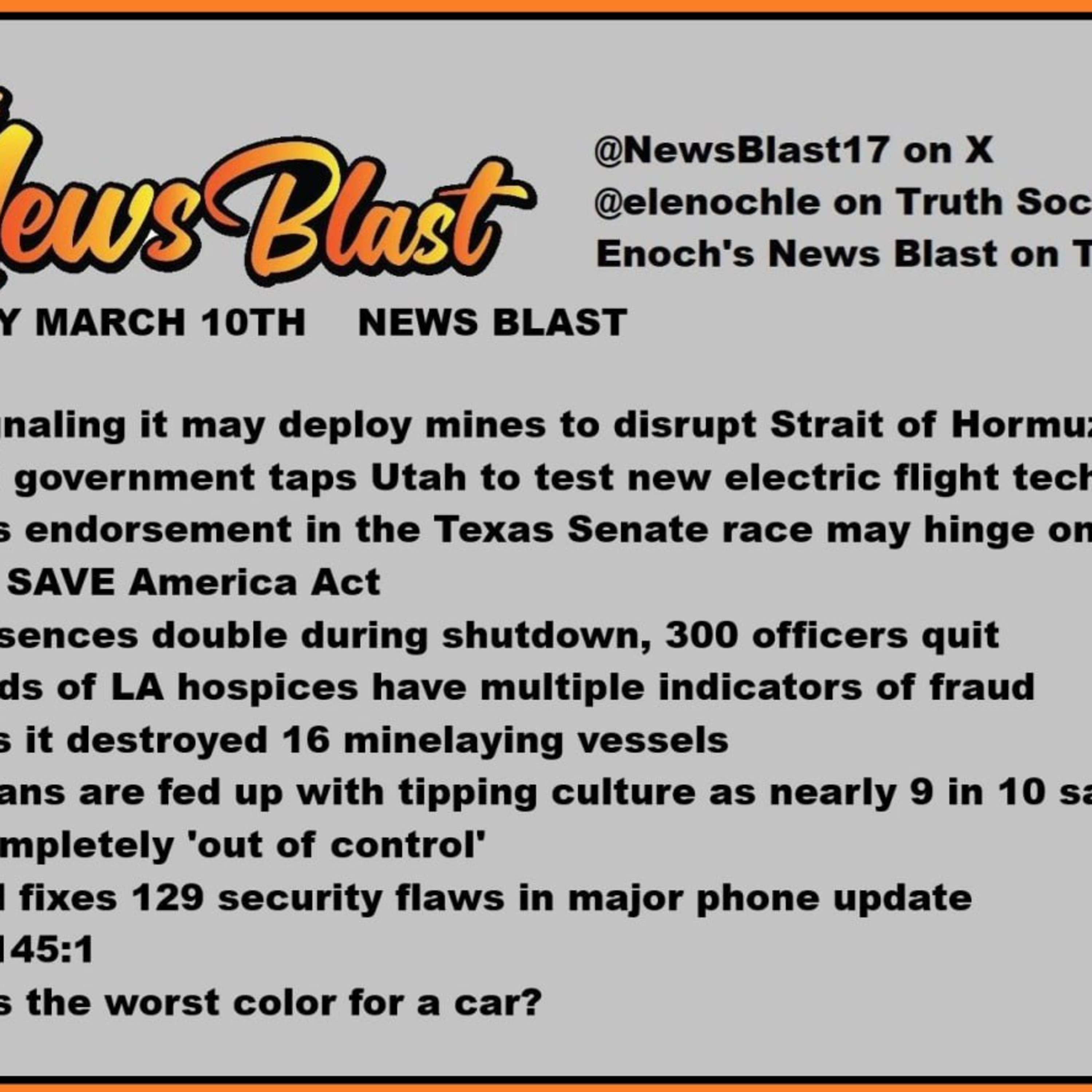 Tuesday March 10, 2025 News Blast episode artwork