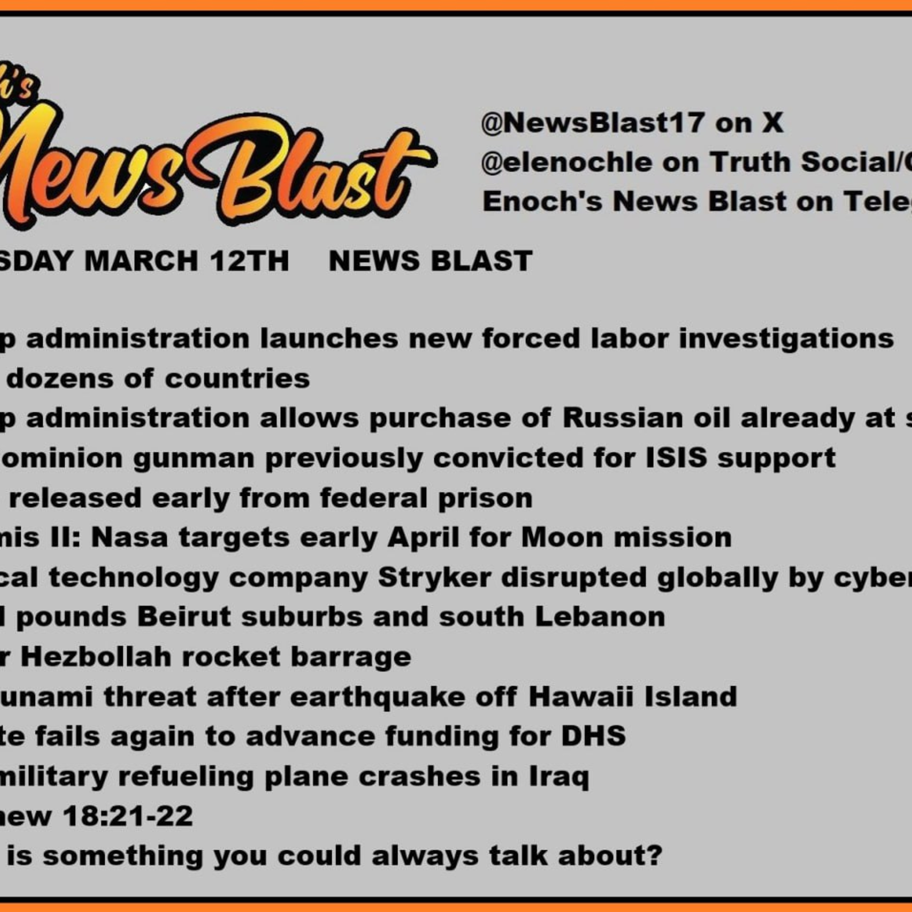 Thursday March 12, 2025 News Blast episode artwork