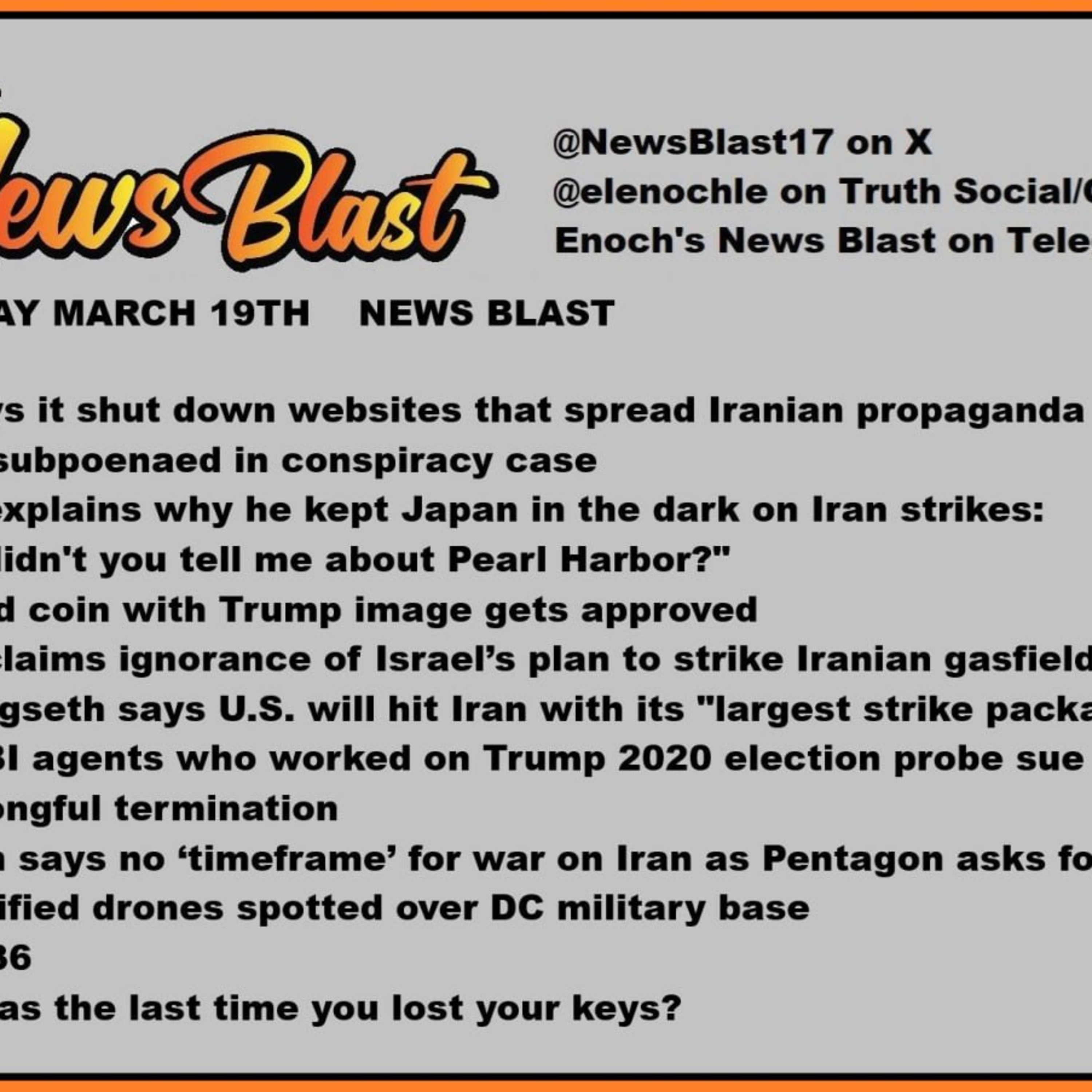 Thursday March 19, 2025 News Blast episode artwork