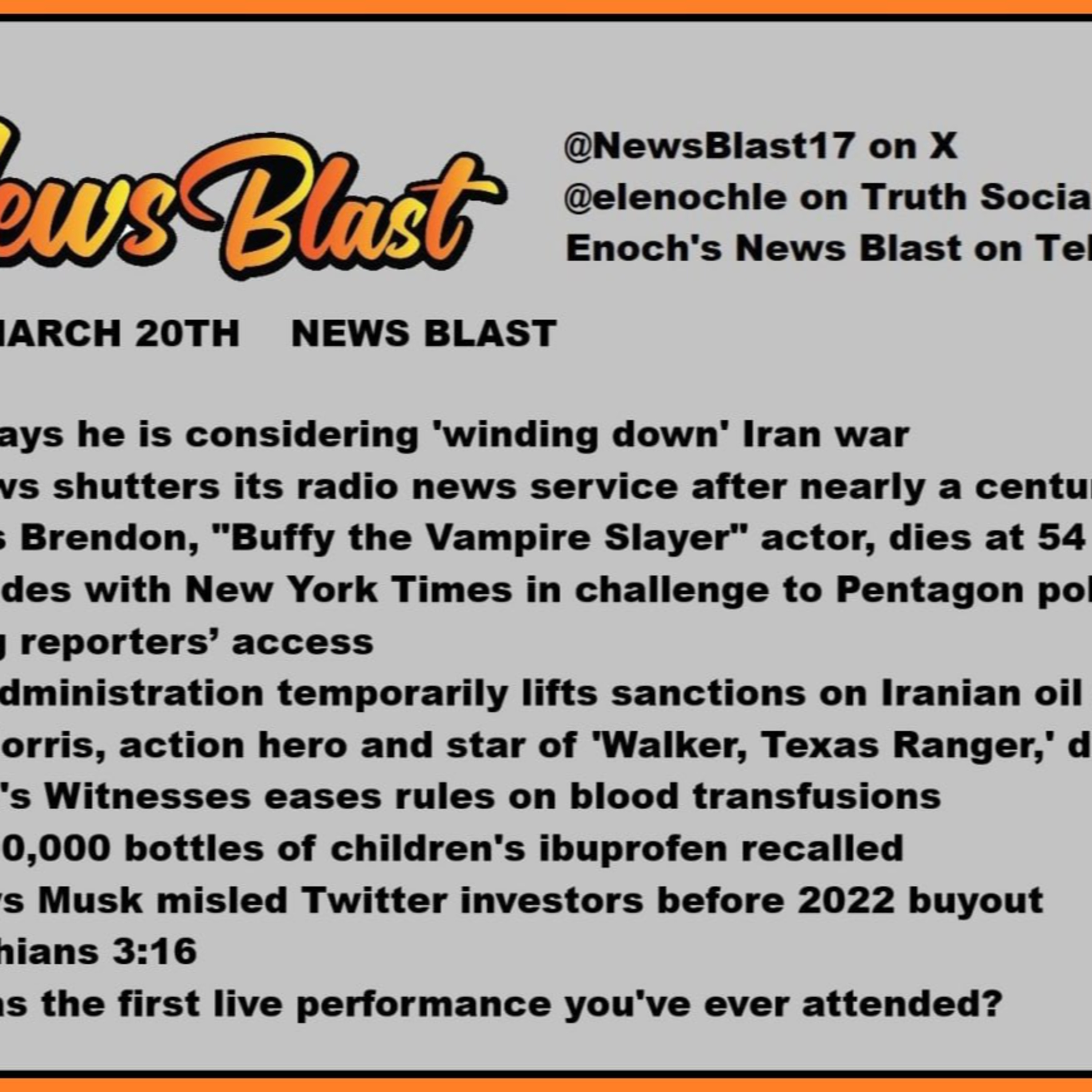 Friday March 20, 2025 News Blast episode artwork