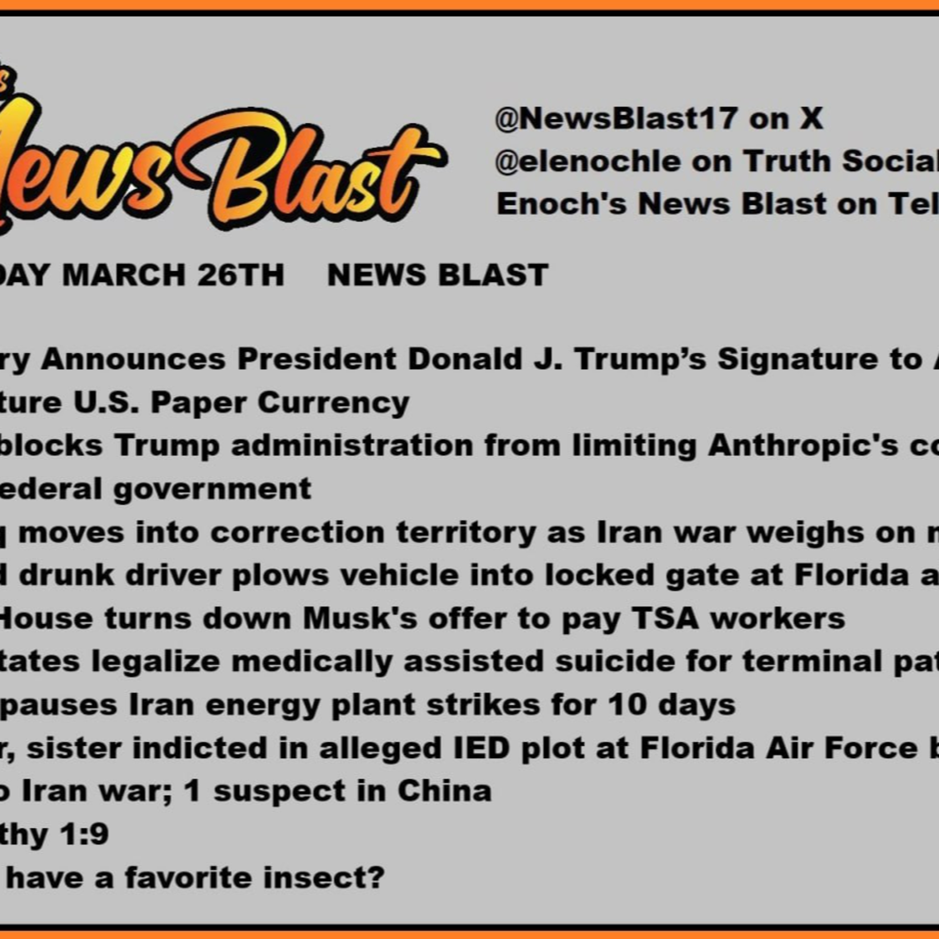 Thursday March 25, 2026 News Blast  episode artwork