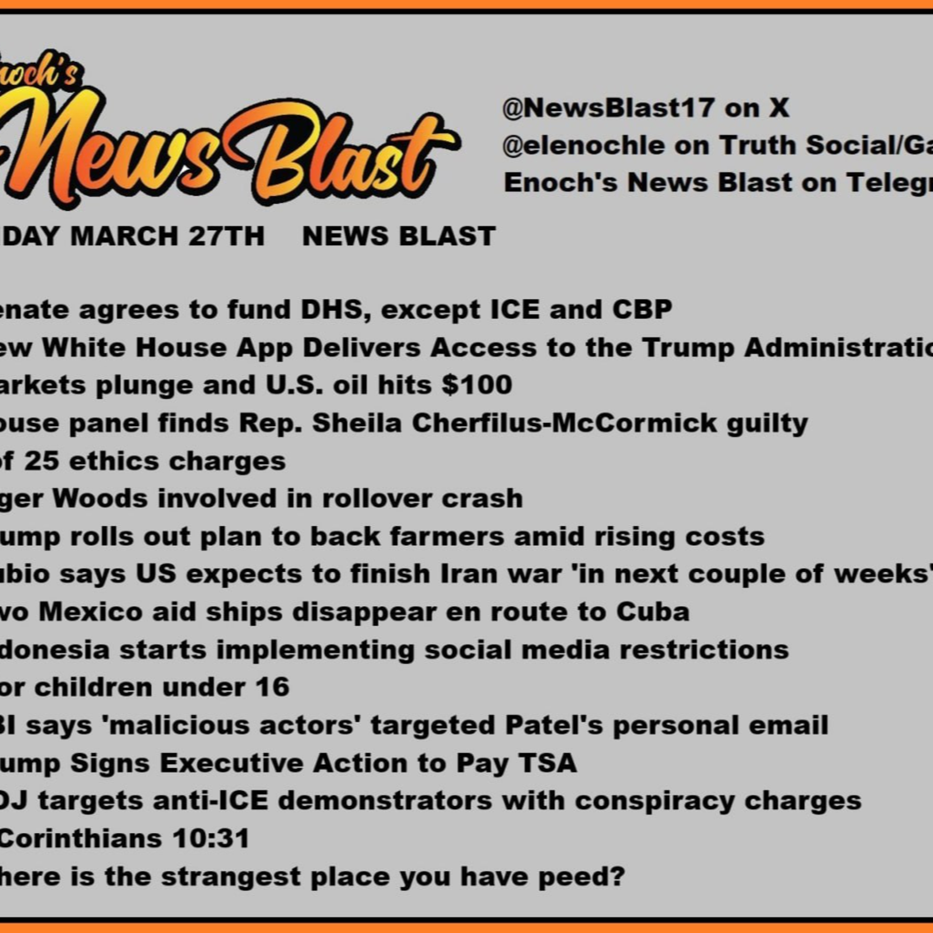 Friday, March 27, 2026 News Blast episode artwork