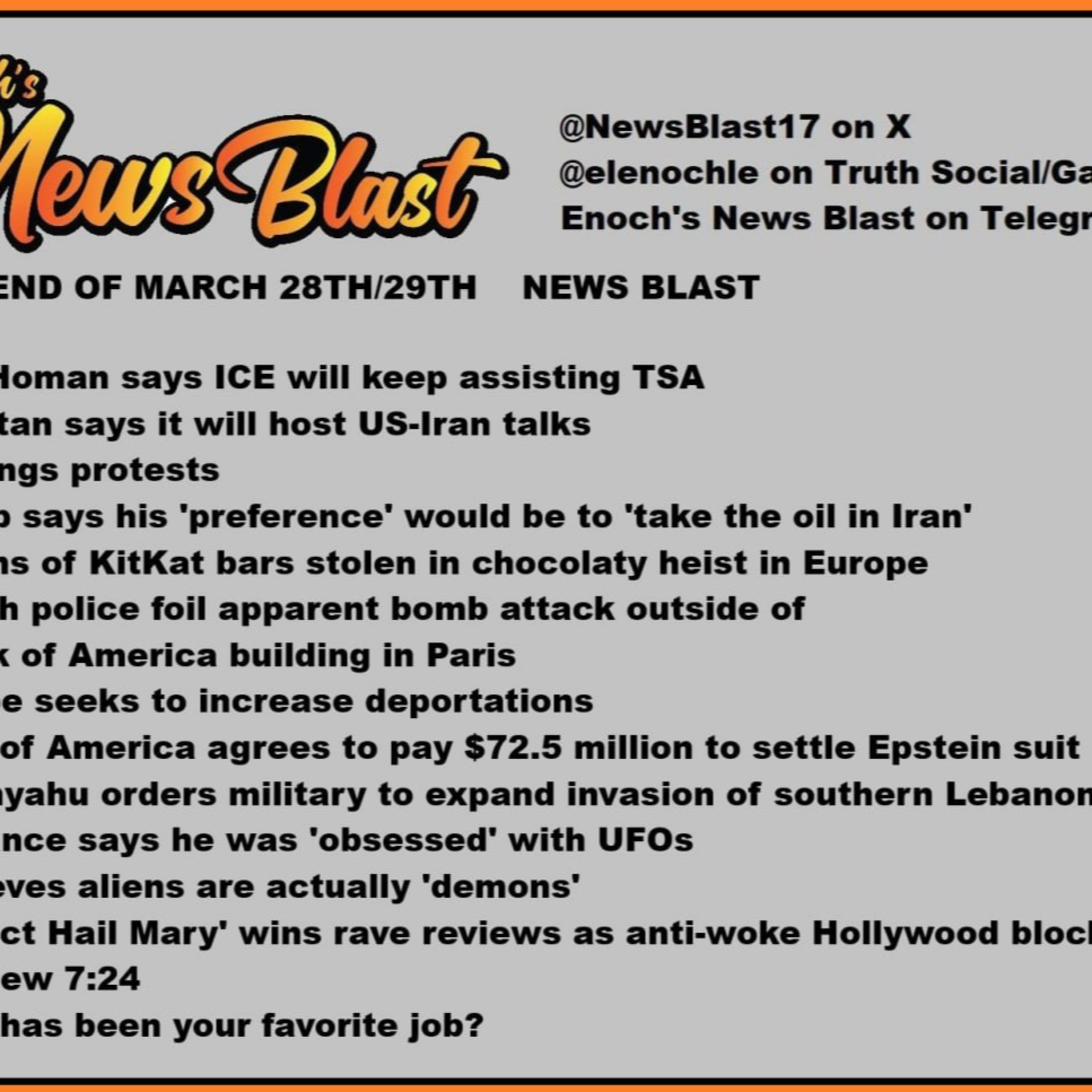 Weekend of March 28-29, 2026 News Blast episode artwork