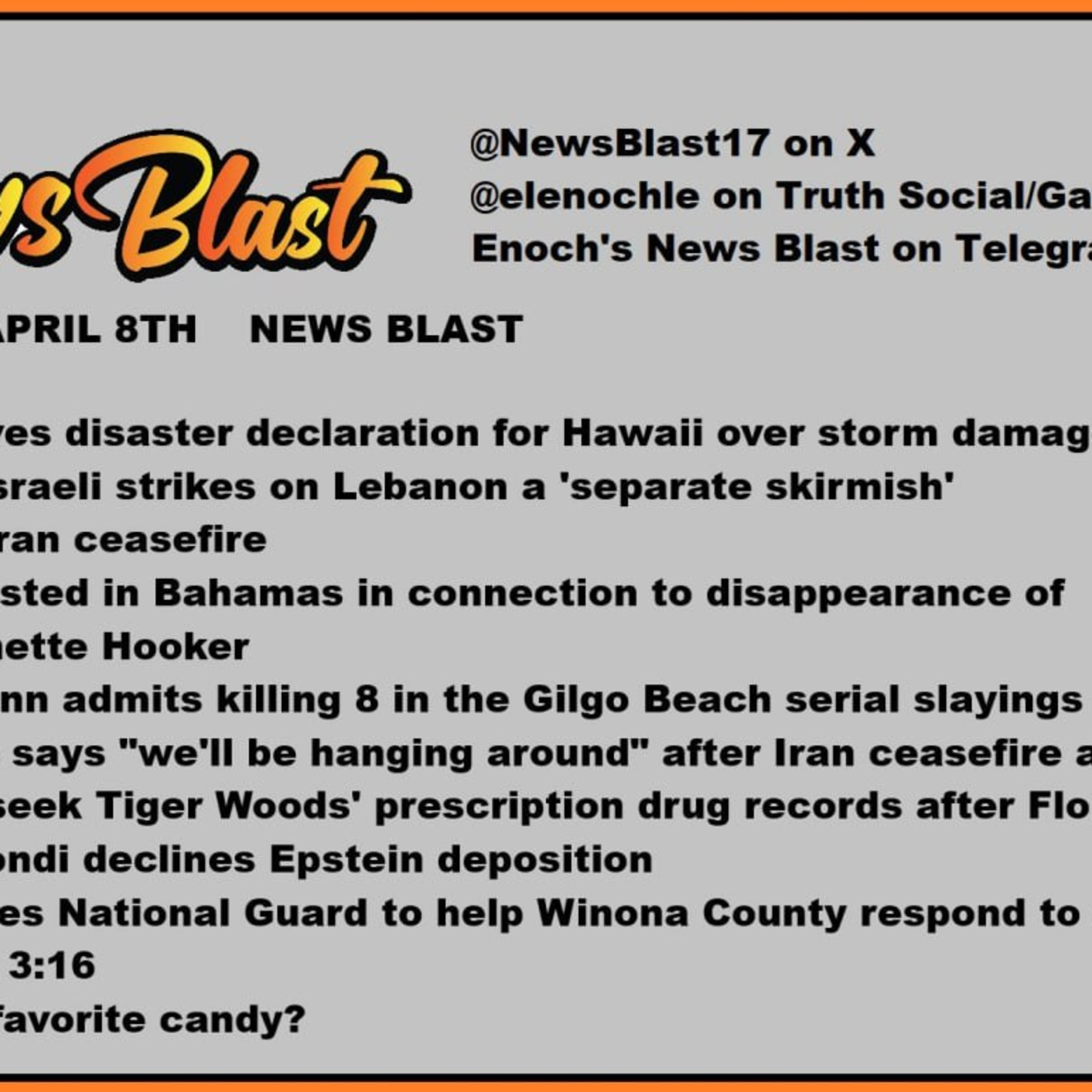 Wedsnesday, April 8, 2026 News Blast episode artwork