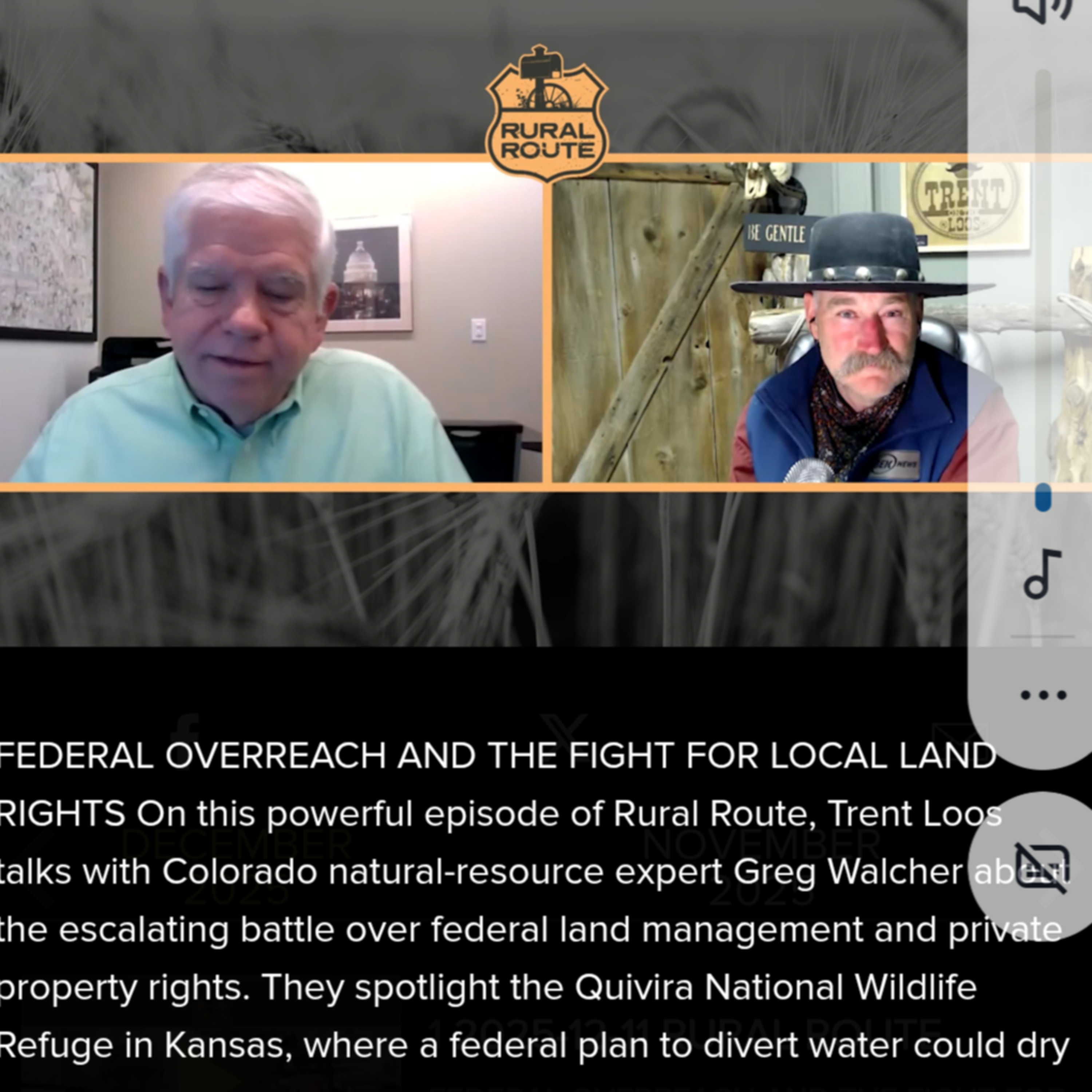 Rural Route Dec 11, 2025 Greg Walcher brings the message of resource "management" and shares great news from Kansas Quivira Wildlife Refuge water theft.