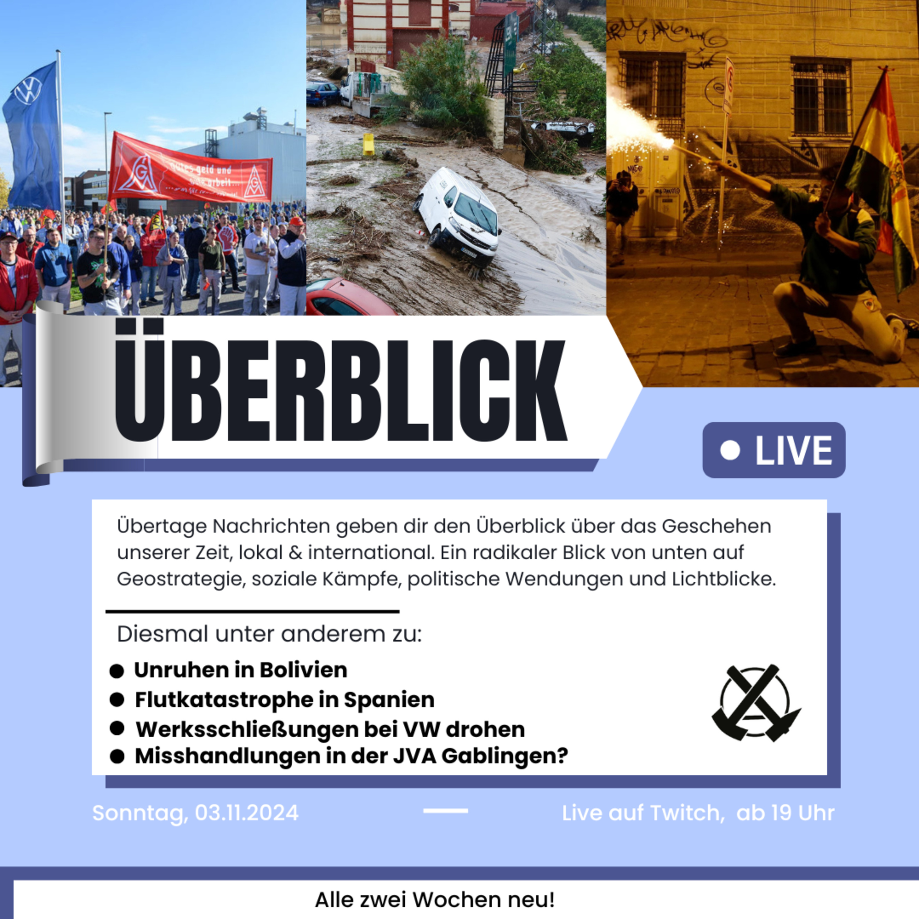 Überblick: Proteste in Bolivien, Flutkatastrophe in Spanien, VW schließt Werke episode artwork