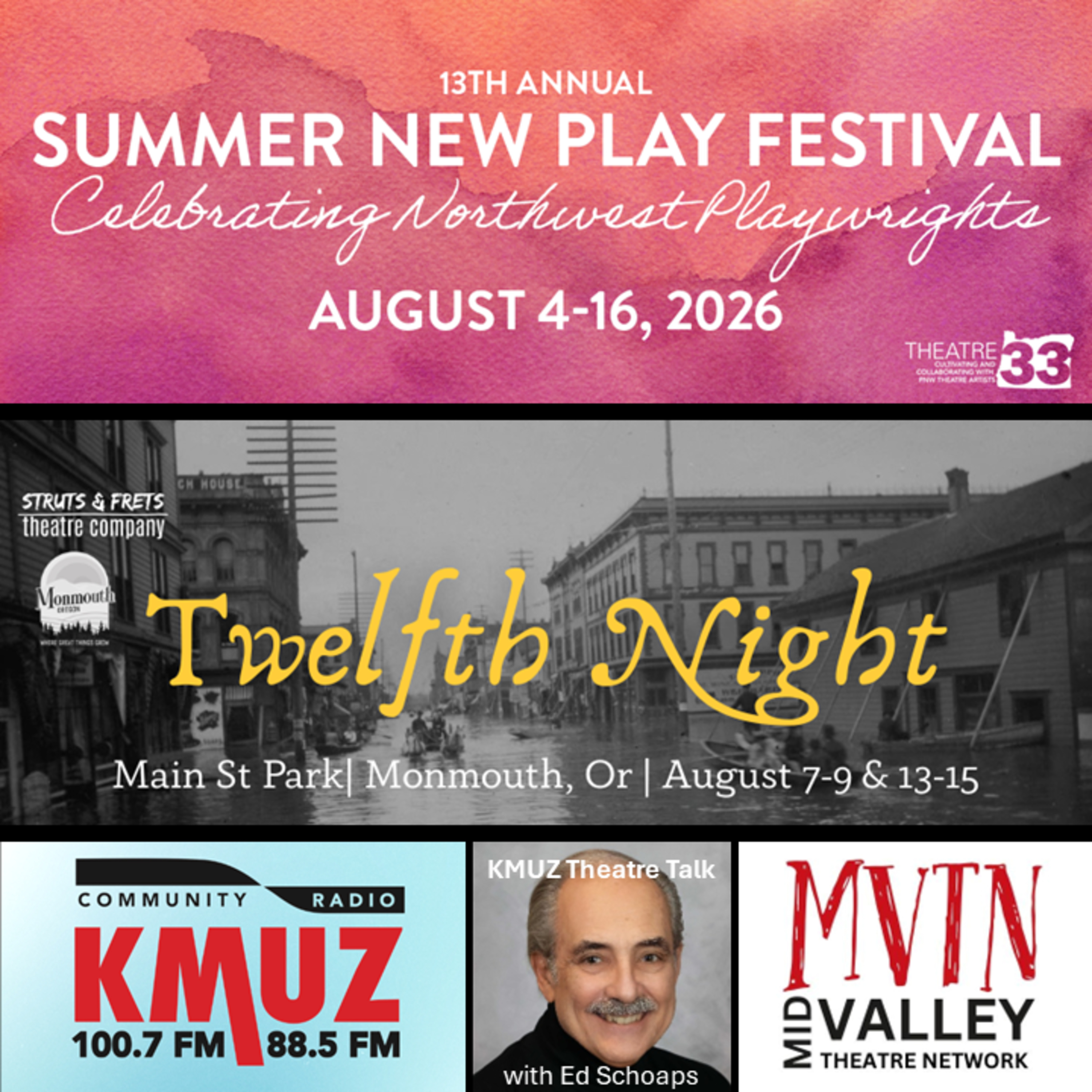 Episode 26-0717: THEATRE 33 SUMMER NEW PLAY FESTIVAL and TWELFTH NIGHT by STRUTS & FRETS episode artwork