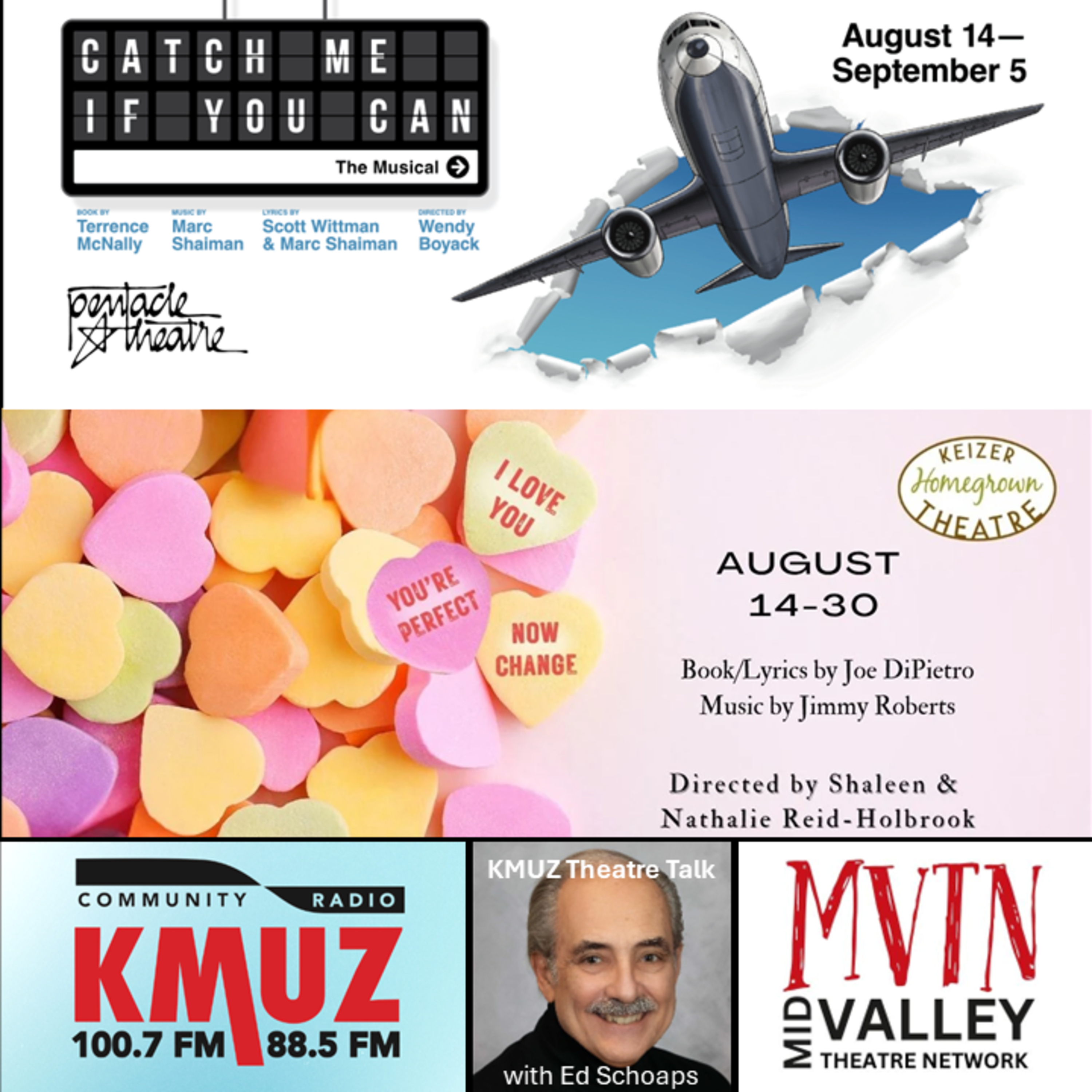 Episode 26-0807: Two hot August musicals: chasing a teenage conman at Pentacle and chasing perfection in love at Keizer Homegrown. episode artwork