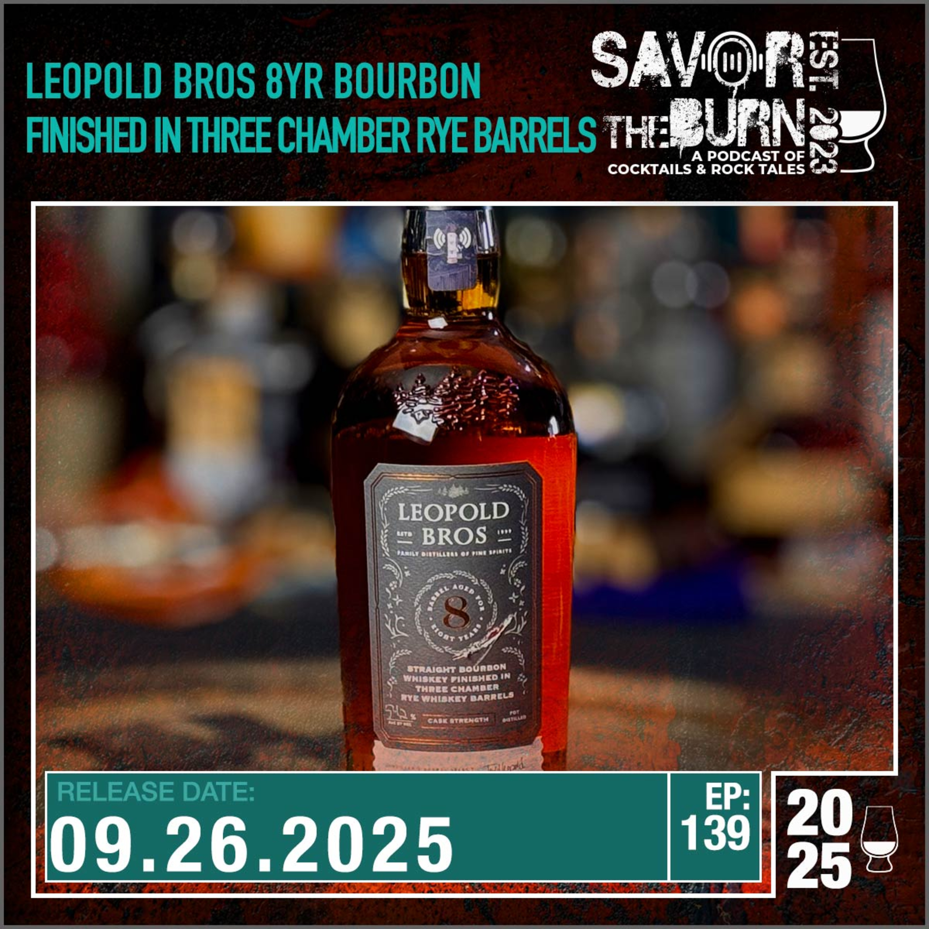 Leopold Bros 8yr Straight Bourbon Whiskey Finished in Three Chamber Rye Whiskey Barrels episode artwork