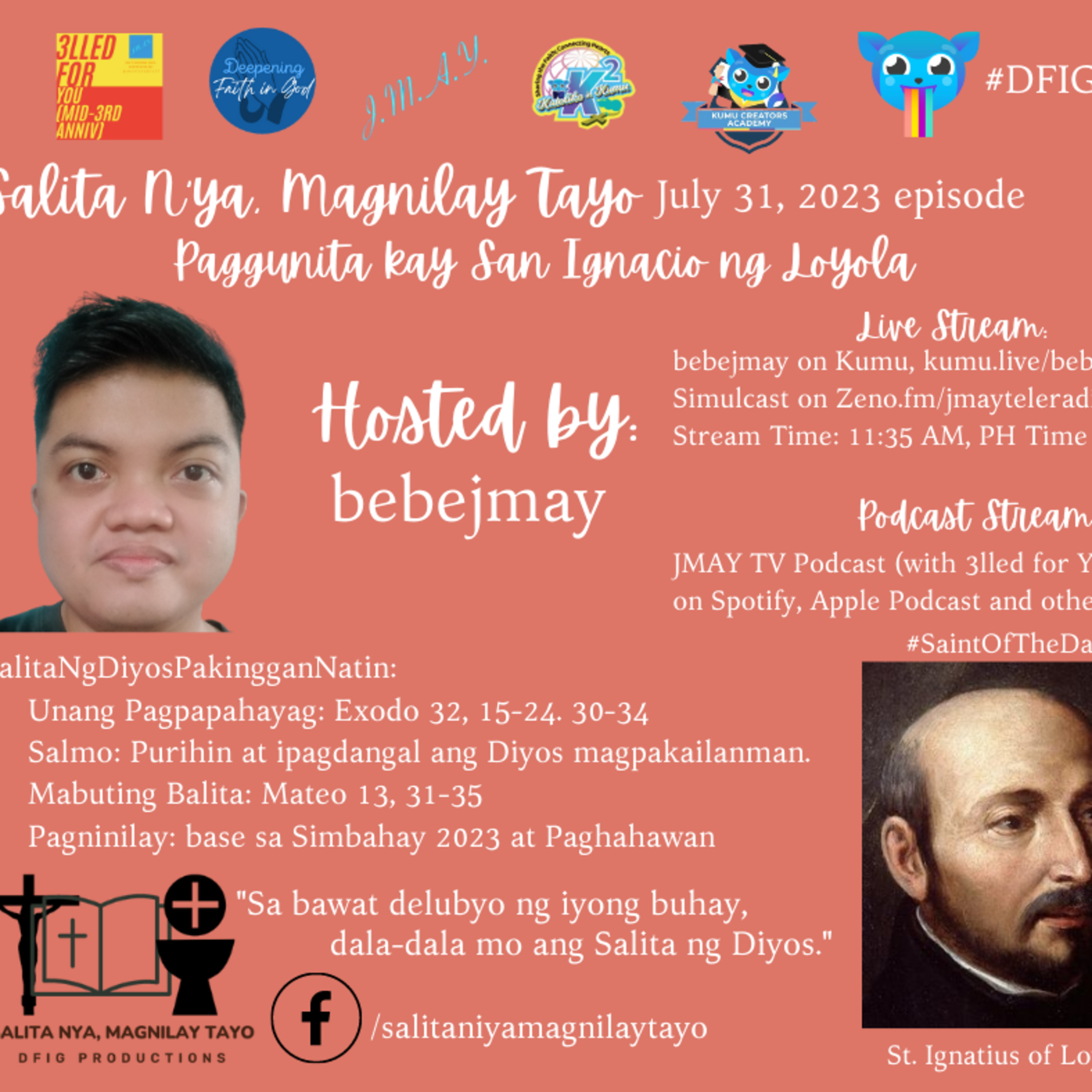 JMAY TV Podcast in 2023: 40th Audio Podcast (94th Podcast Episode) - Salita N'ya Magnilay Tayo (July 31, 2023) episode artwork