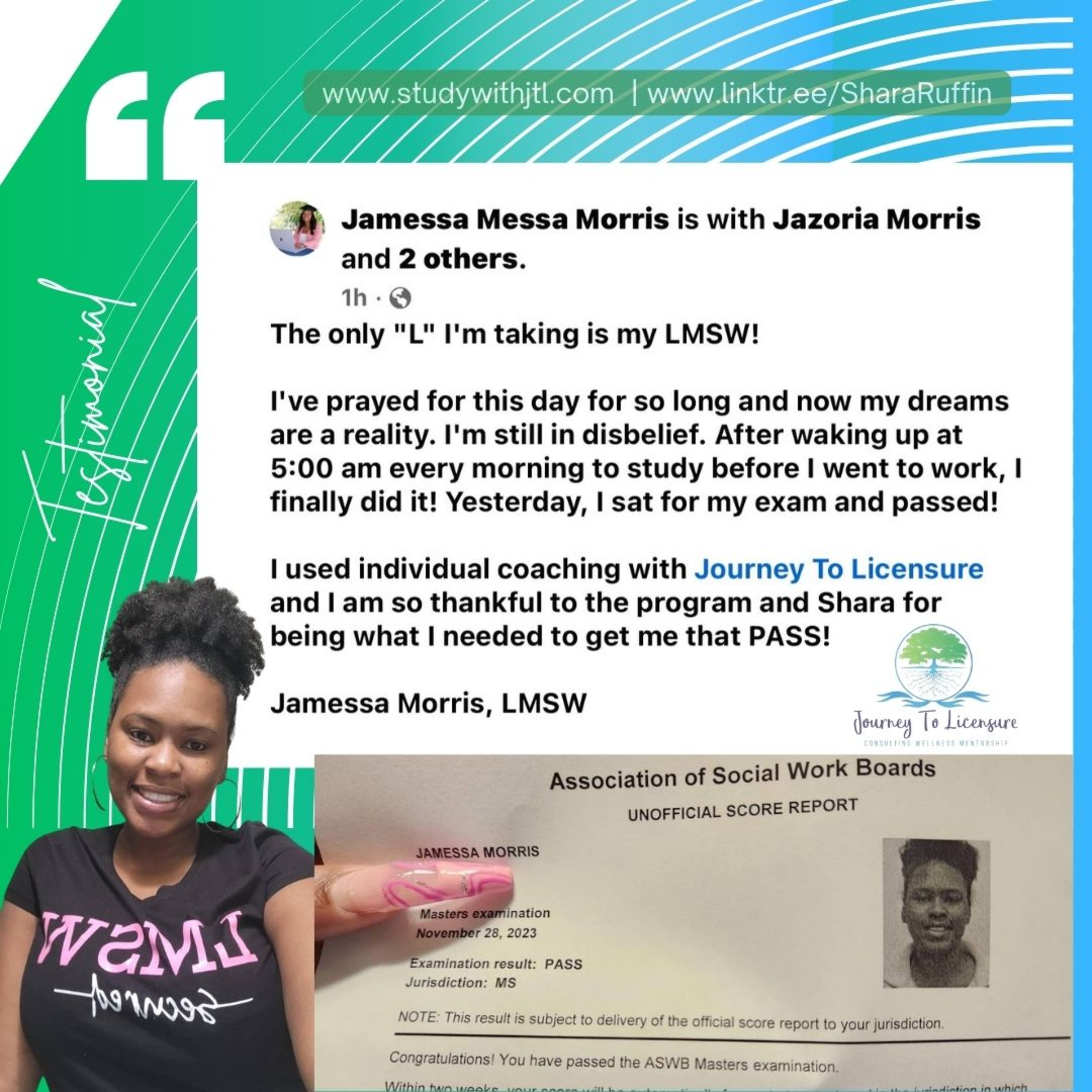159 - Triumph Over Trials: Jamessa's Journey to LMSW Success episode artwork
