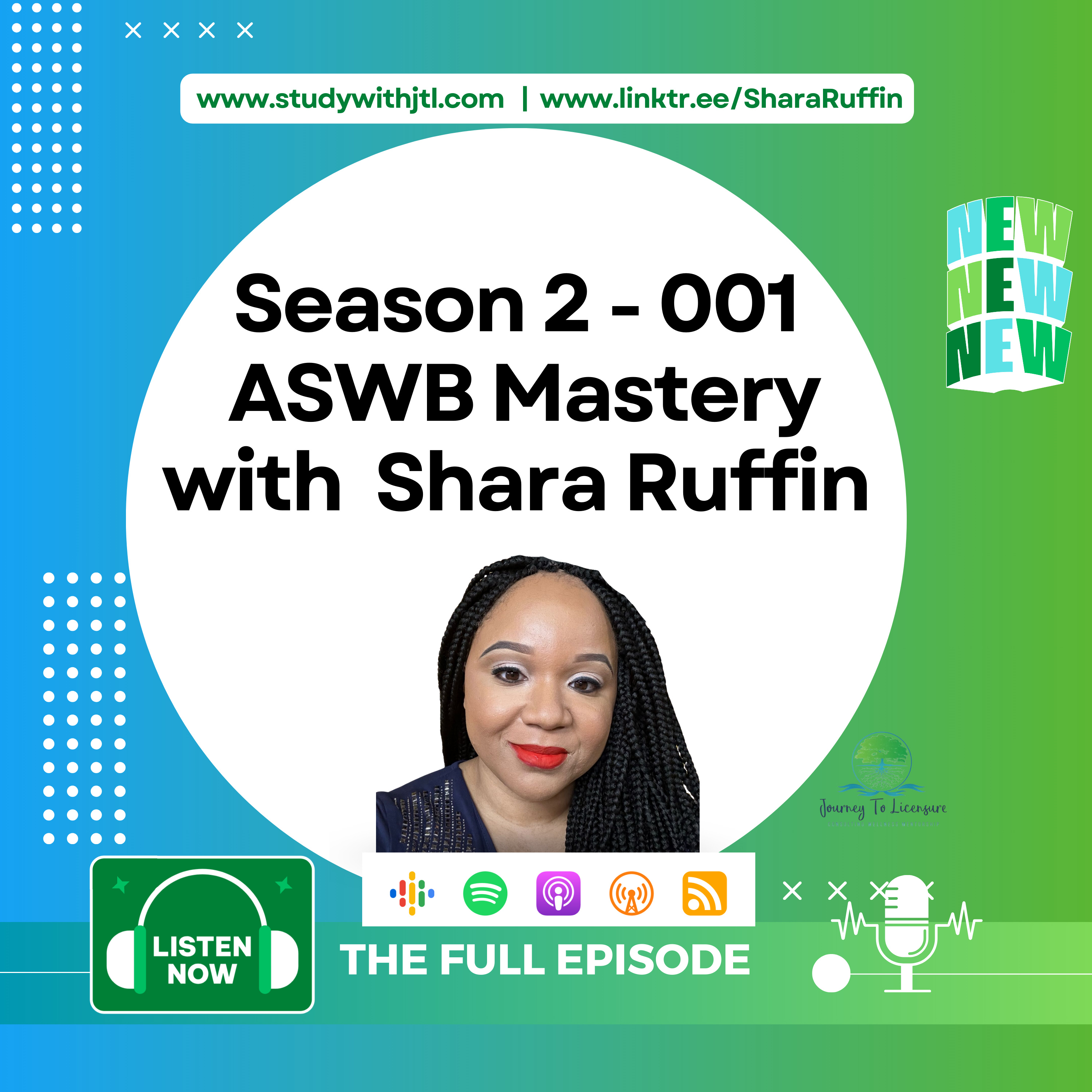 Season_2 - 001 - ASWB Mastery with Shara Ruffin: Your Guide to Ace the Social Work Licensing Exam" episode artwork